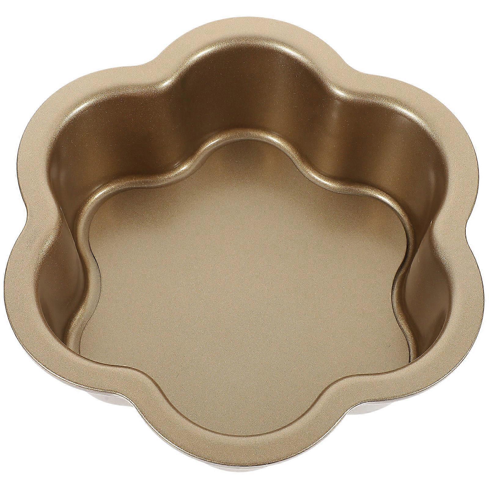 Non-Stick Cake Pan Set 4Pcs For Daily Use Featuring Removal Bottom Plum Blossom Design For Baking Cakes And Cookies 22X22X7CM Golden