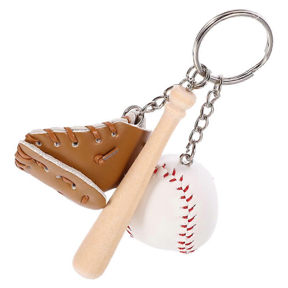 Bag Keychain Decorative Baseball Key Chain for Use 4Pcs Khaki Material