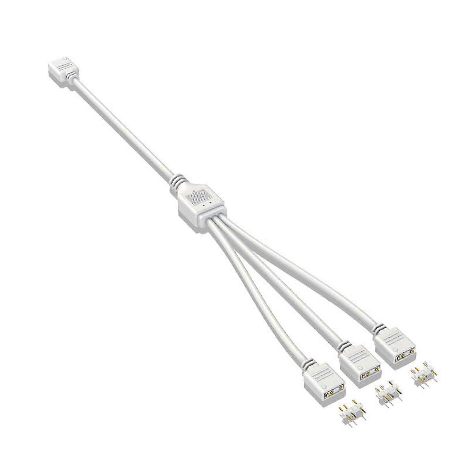 5V 3-Pin Extension Cable for Computer Motherboard 1 Hub Cable Connection Extension ARGB Splitter, White