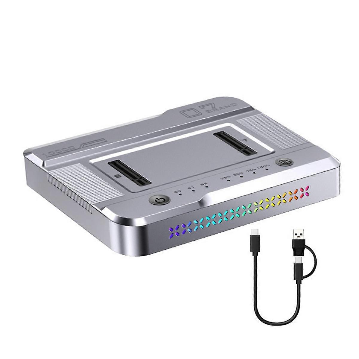 Dual-Bay M.2 NVME NGFF SSD Docking Station with RGB, USB3.2 GEN2 Type C 20Gbps Data fer, OFFline Cloner Duplicator