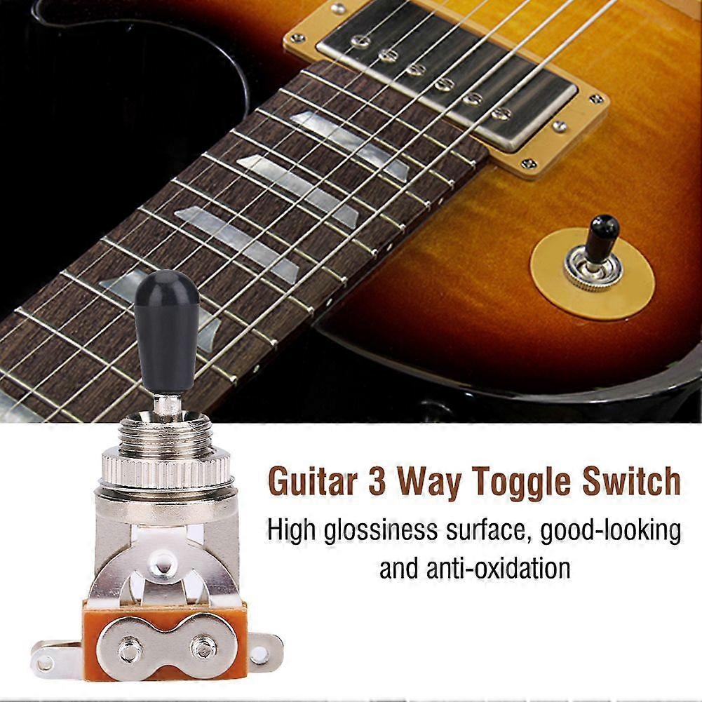 1Pc 3 Way Toggle Switch with Black Tip Replacement Part for LP Style Electric Guitar(Silver)