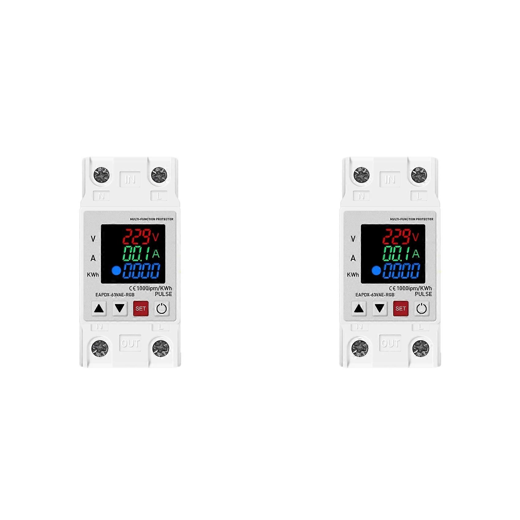 2X Din Rail Dual Display Adjustable over Voltage Current and Under Voltage Protective Device
