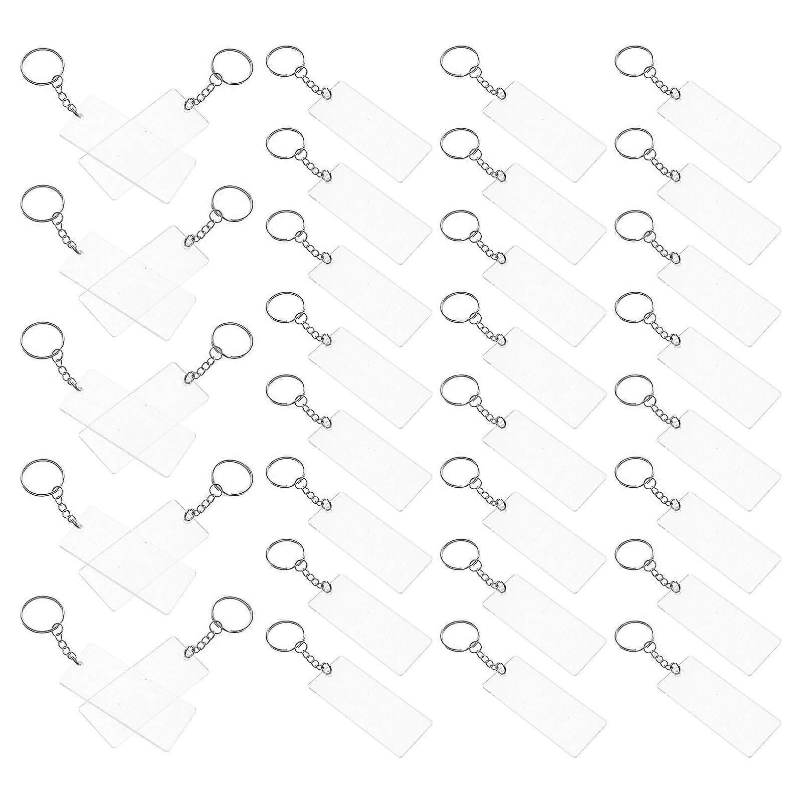 DIY Acrylic Keychain Blanks for Crafting 40Pcs Transparent Rectangle Keyrings