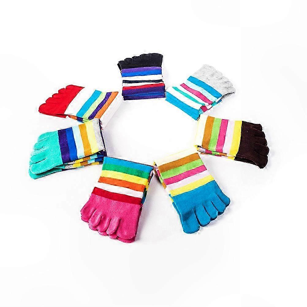 Cotton Blend Striped Five Toe Socks for Comfortable Footwear