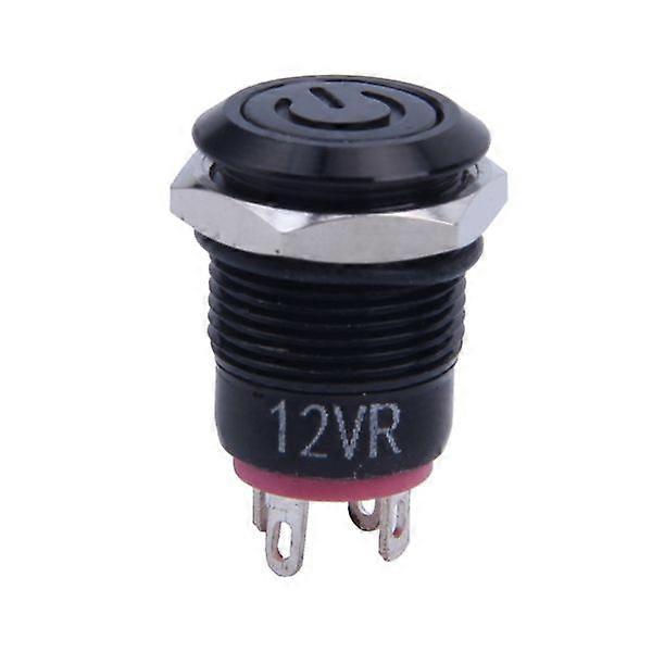 12V 2A 9.5mm LED Metal Cap Power Momentary Push Button Switch Car DIY Modified, Red