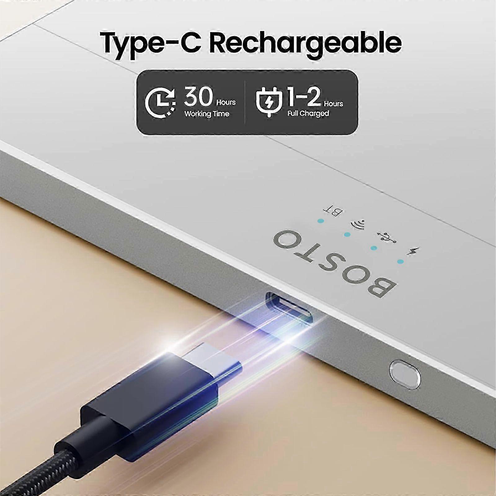 BOSTO T02 Wired and Wireless Touchpad 2.4G &BT & USB Ultra Slim Tempered Glass Surface Design Portable Trackpad Multi-Touch Navigation   for Desktop C