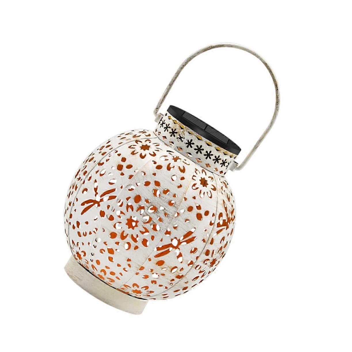 Solar Lantern Light Outdoor Decorative Hollow Projection Lamp Dragonfly Pattern Garden Patio Courtyard Durable