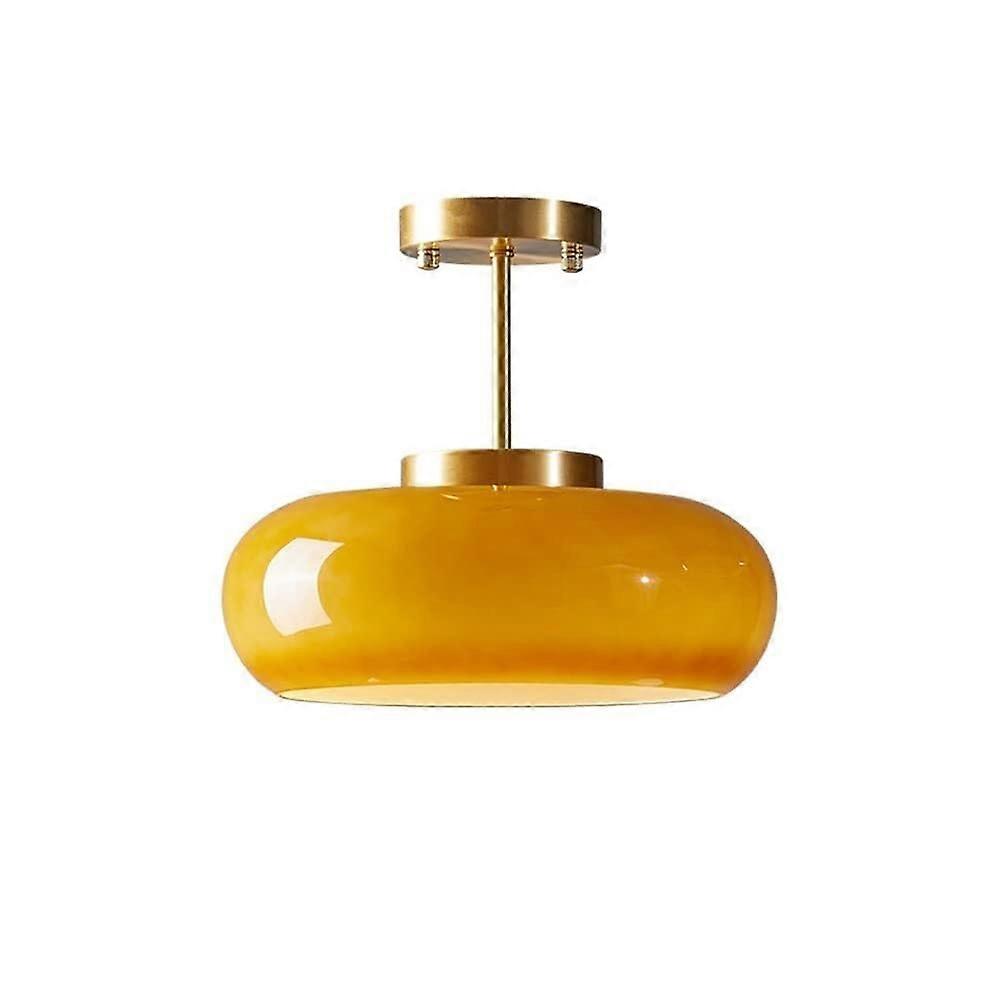 Glass LED Ceiling Lamp, American Retro Style, SemiFlush Mount Farmhouse Ceiling Light for Hallways and Entryways