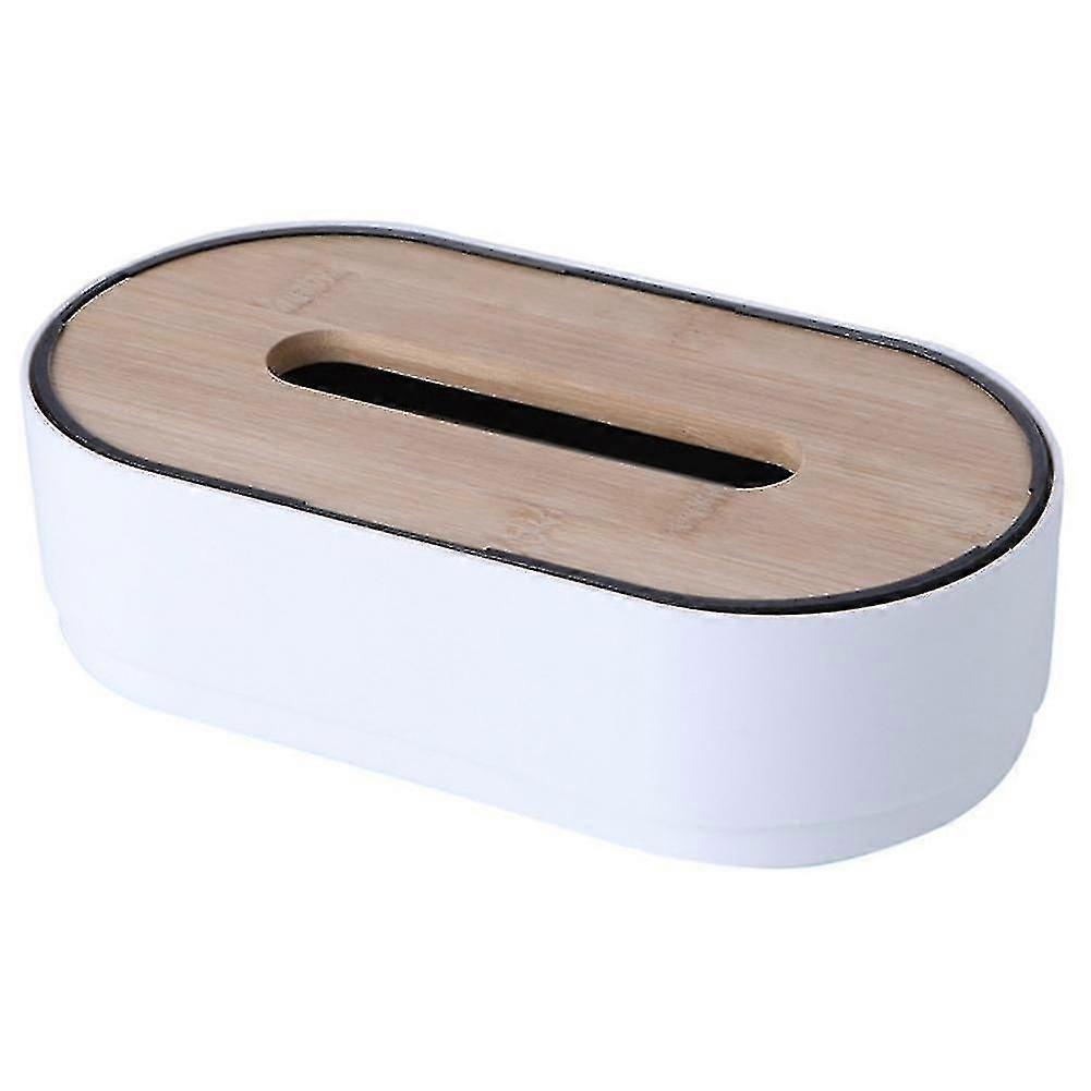 Tissue Box Wooden Cover Solid Color Tissue Box With Groove White