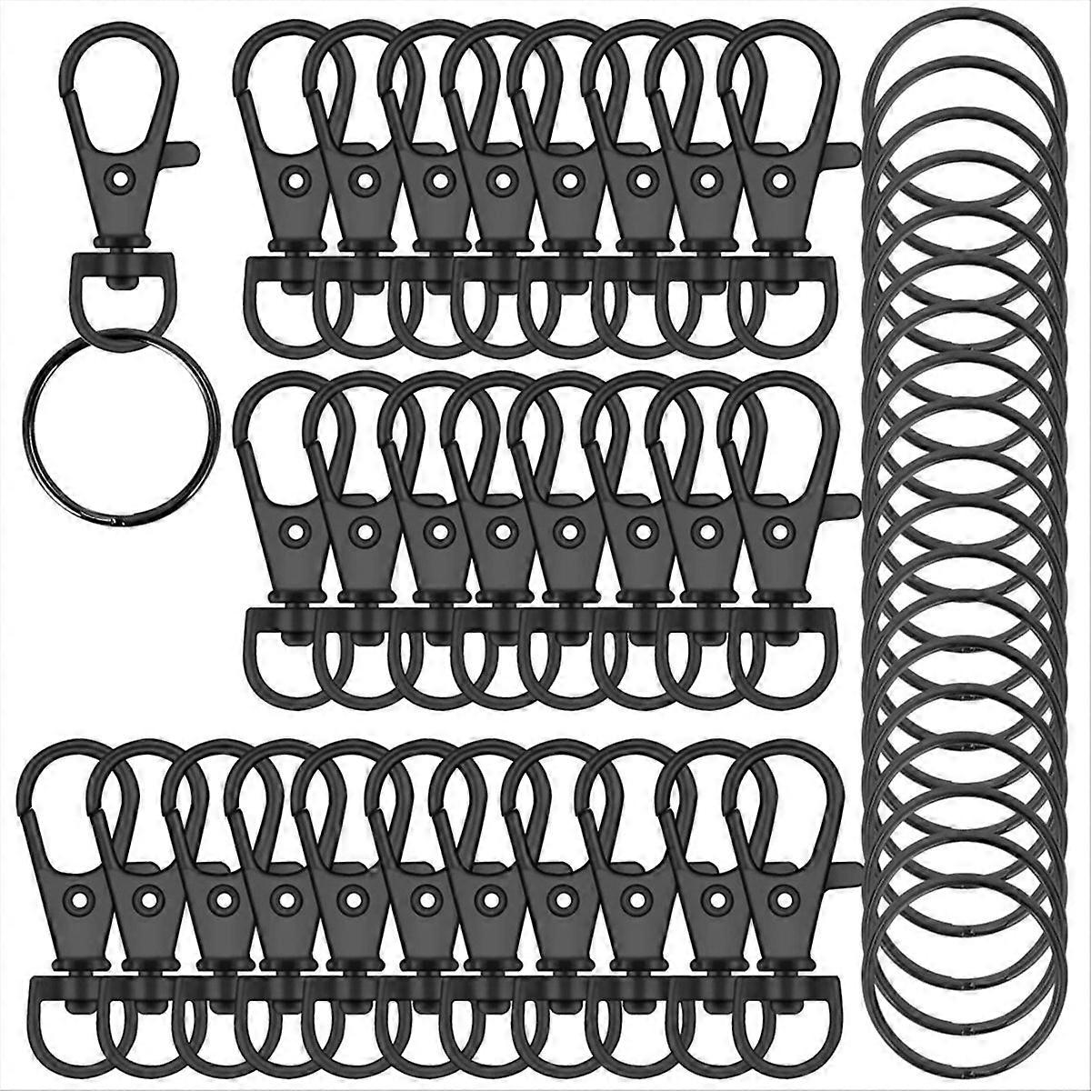100PCS Swivel Snap Hooks with Key Rings, Metal Lobster Claw Clasp