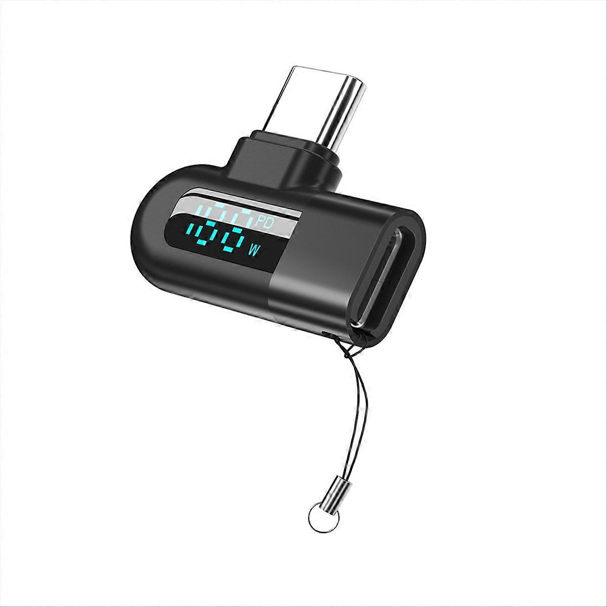 elough 6A Digital Display Type C to Type C OTG Adapter black