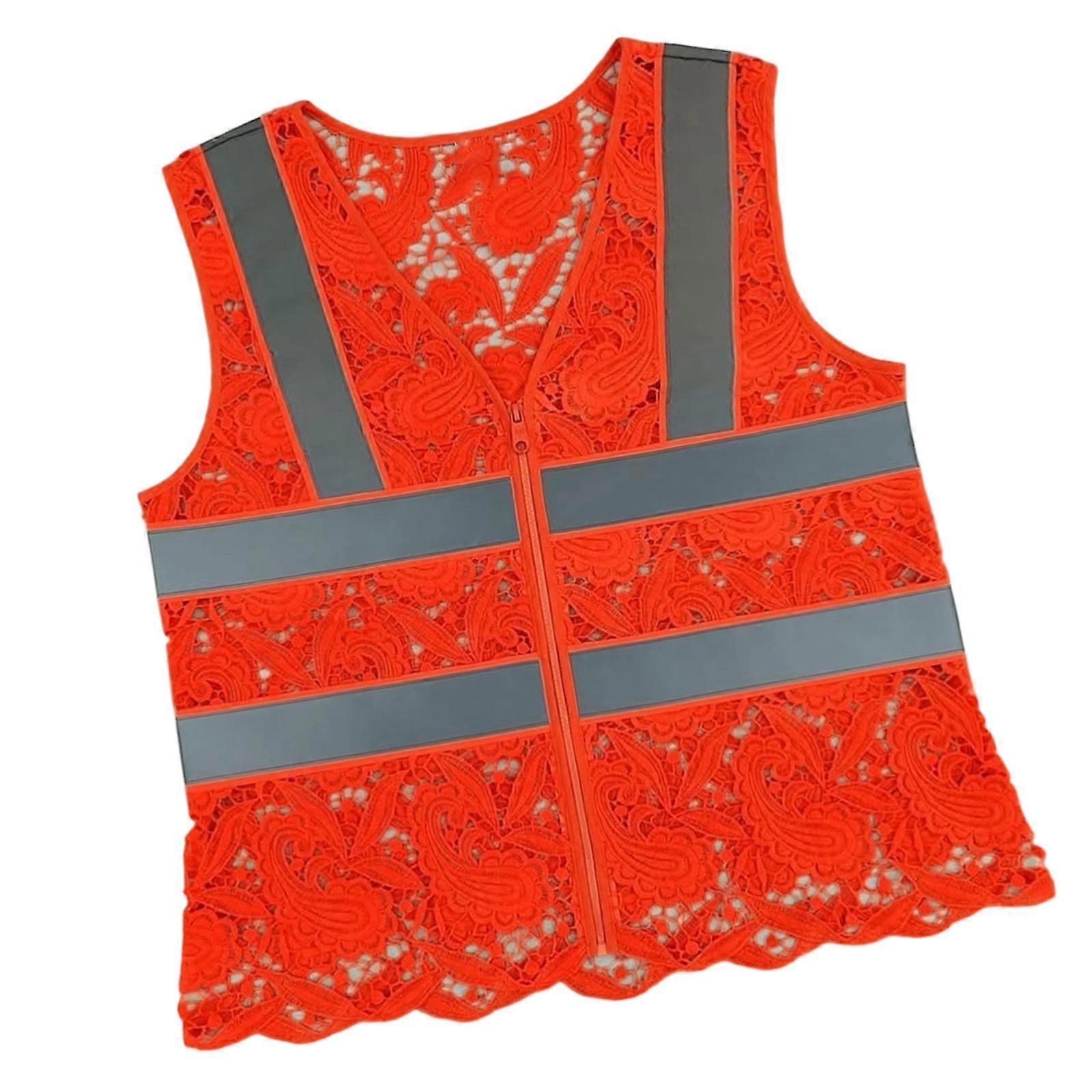 Gilet de sécurité réfléchissant haute visibilité avec bandes réfléchissantes pour la marche, la course et le cyclisme nocturnes, orange, taille S