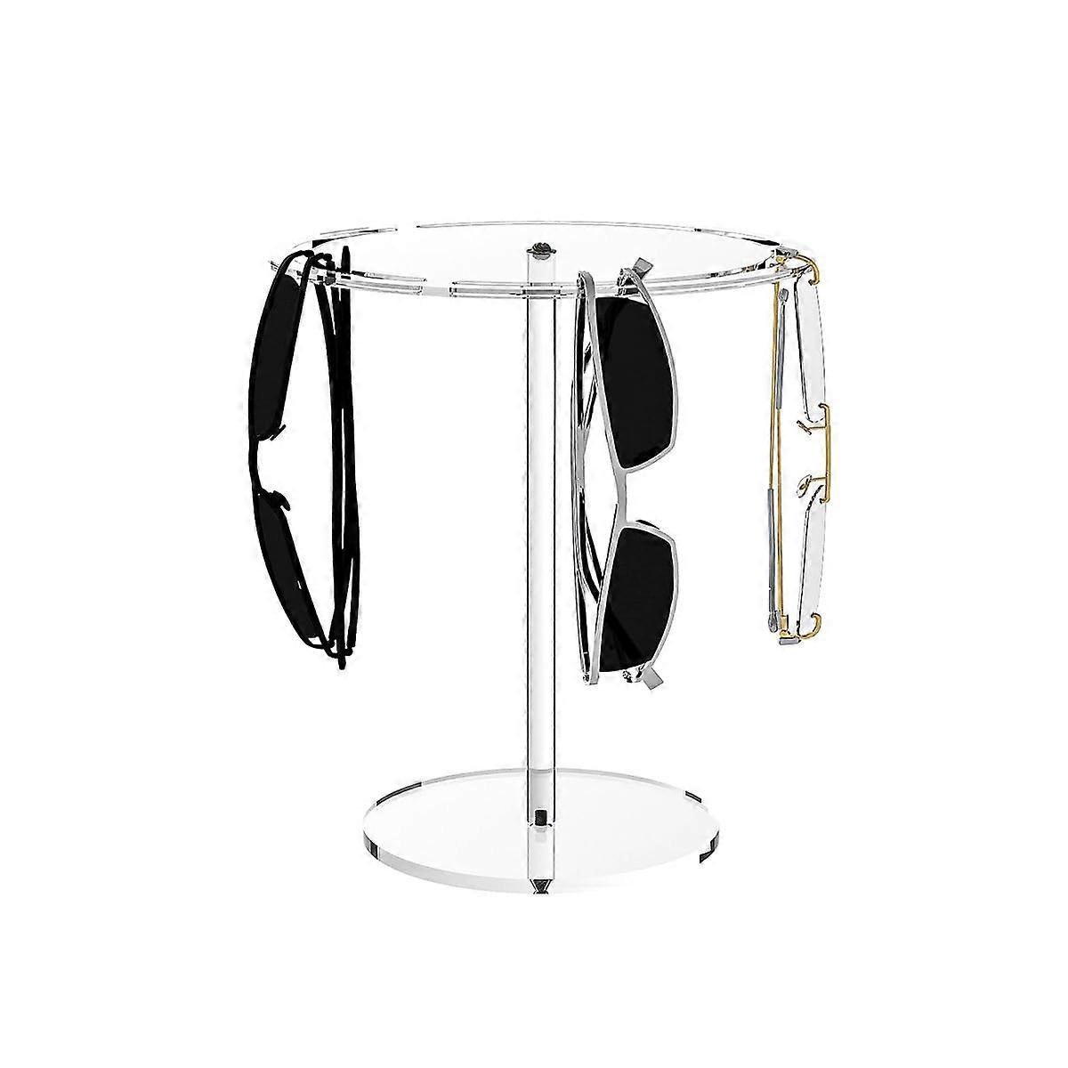 Acrylic Sunglasses Holder Stand With 360 Degree Rotation Clear Eyewear Display Rack For 6 Pairs Desktop Storage
