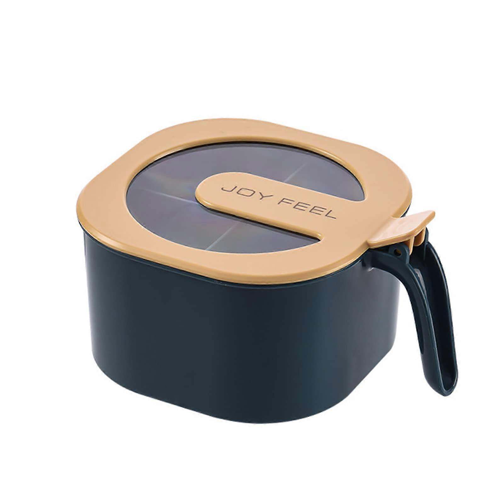 4 In 1 Spice Container 14x8cm Travel Spice Bottle With Spoons, Transparent Lid, AntiSlip Nordic Blue FoodGrade Jar