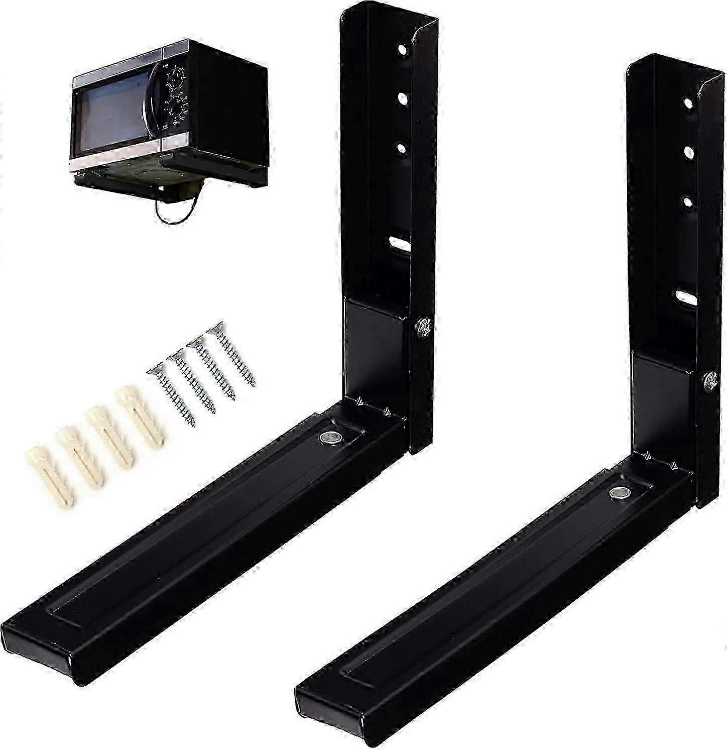 Microwave Wall Mount Bracket, Foldable Arm Adjustable Expandable Wall Mount Microwave Bracket Oven Bracket (White/Black)