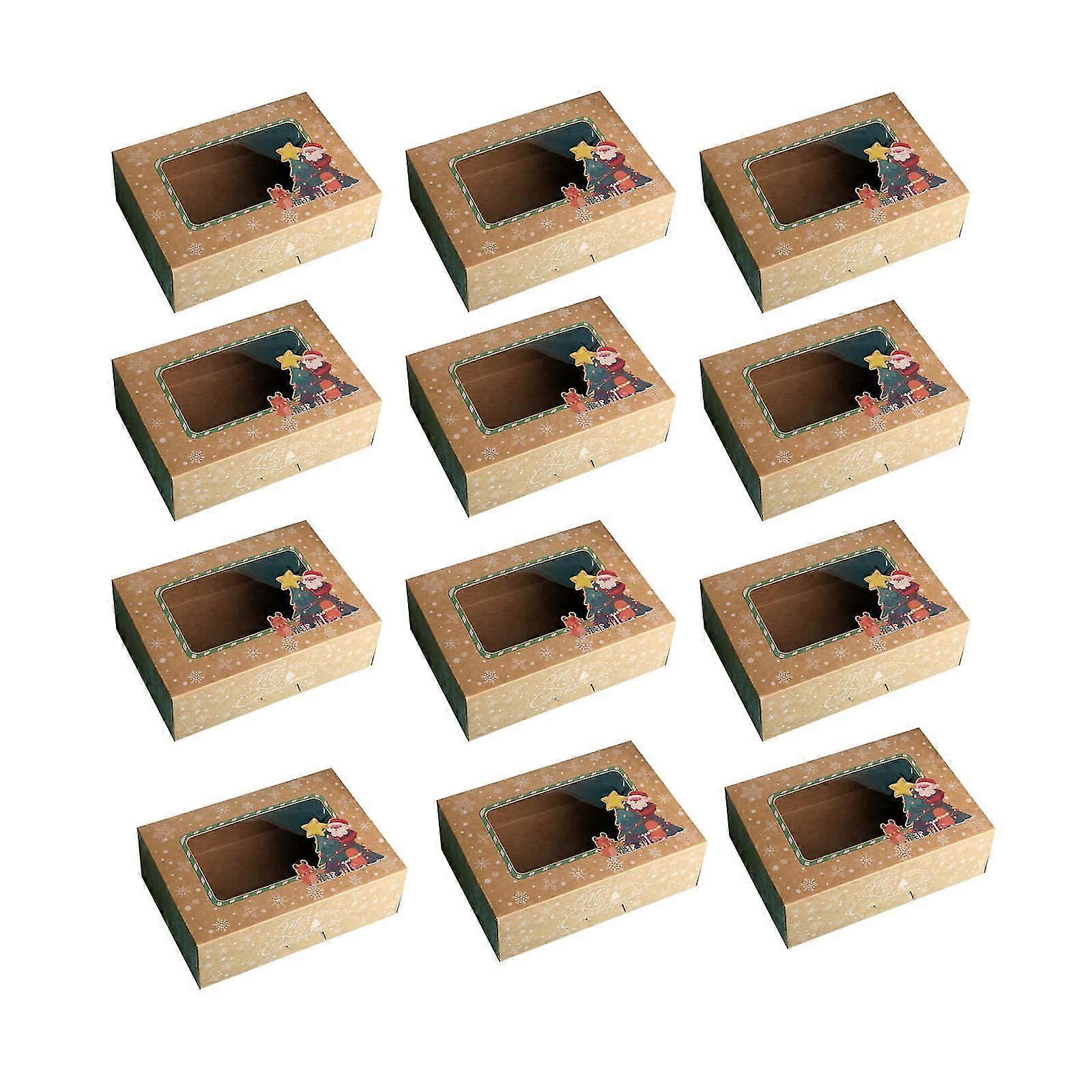 1/6/12pc Christmas Baking Snack Box Packaging Paper Box Packaging Christmas Cake Packa @BUGU