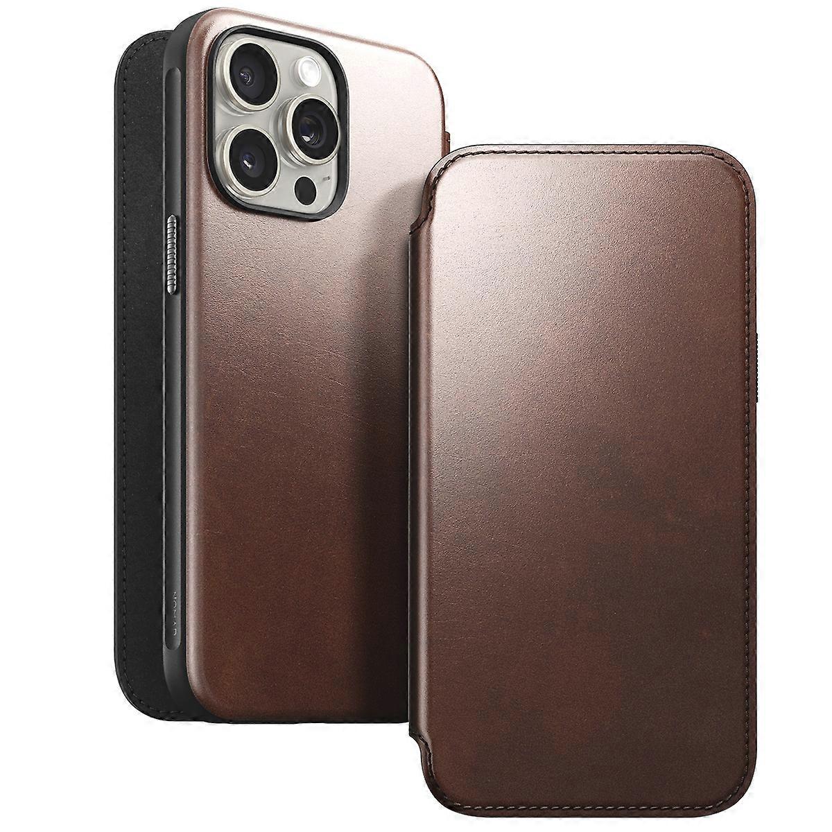 Folio case for Iphone 15 Pro Max Magsafe with Leather Card Case Horween