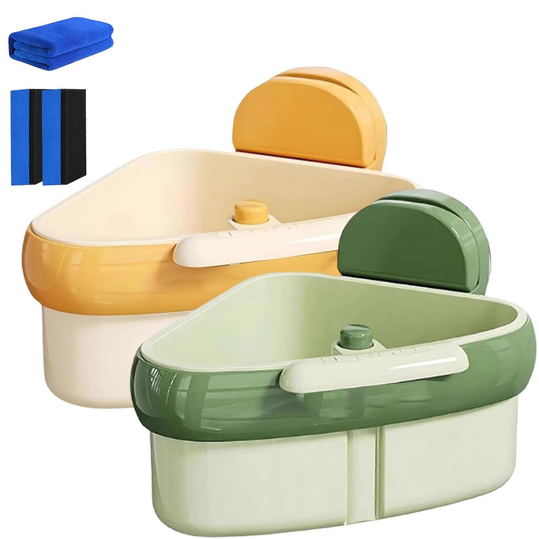 Suction Cup Sink Corner Rack 2025 Upgraded Automatic Dumping Drain Basket With Press  Triangular Waste Catcher 2Pack