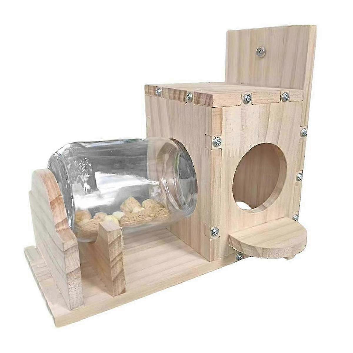 Squirrel Feeding Box Durable Food Container Wooden Squirrel Pet Food Storage Tools Squirrel Bird Feeder