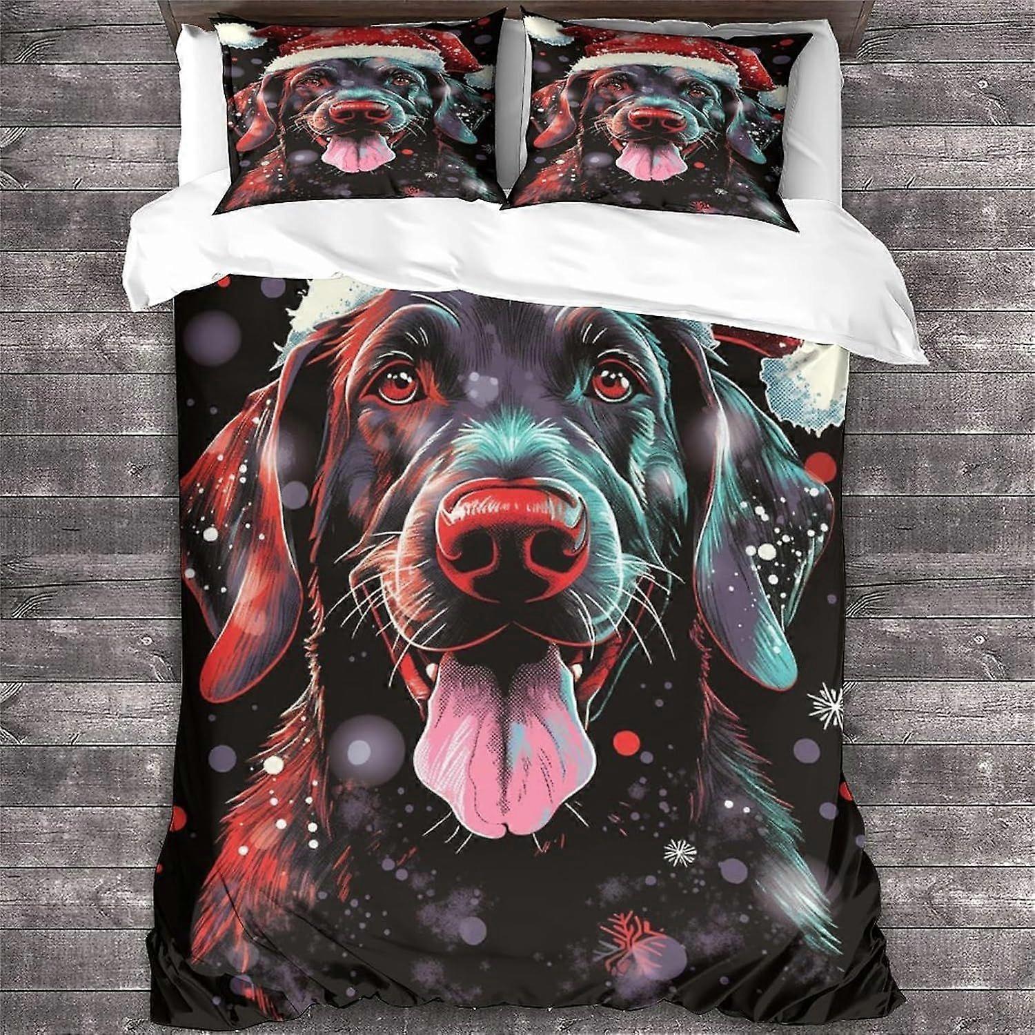 LikeEj 3D impresso cão padrão jogo de cama para crianças adultos, animal capa edredom com fronhas, Natal Capa de microfibra com fechamento de zíper