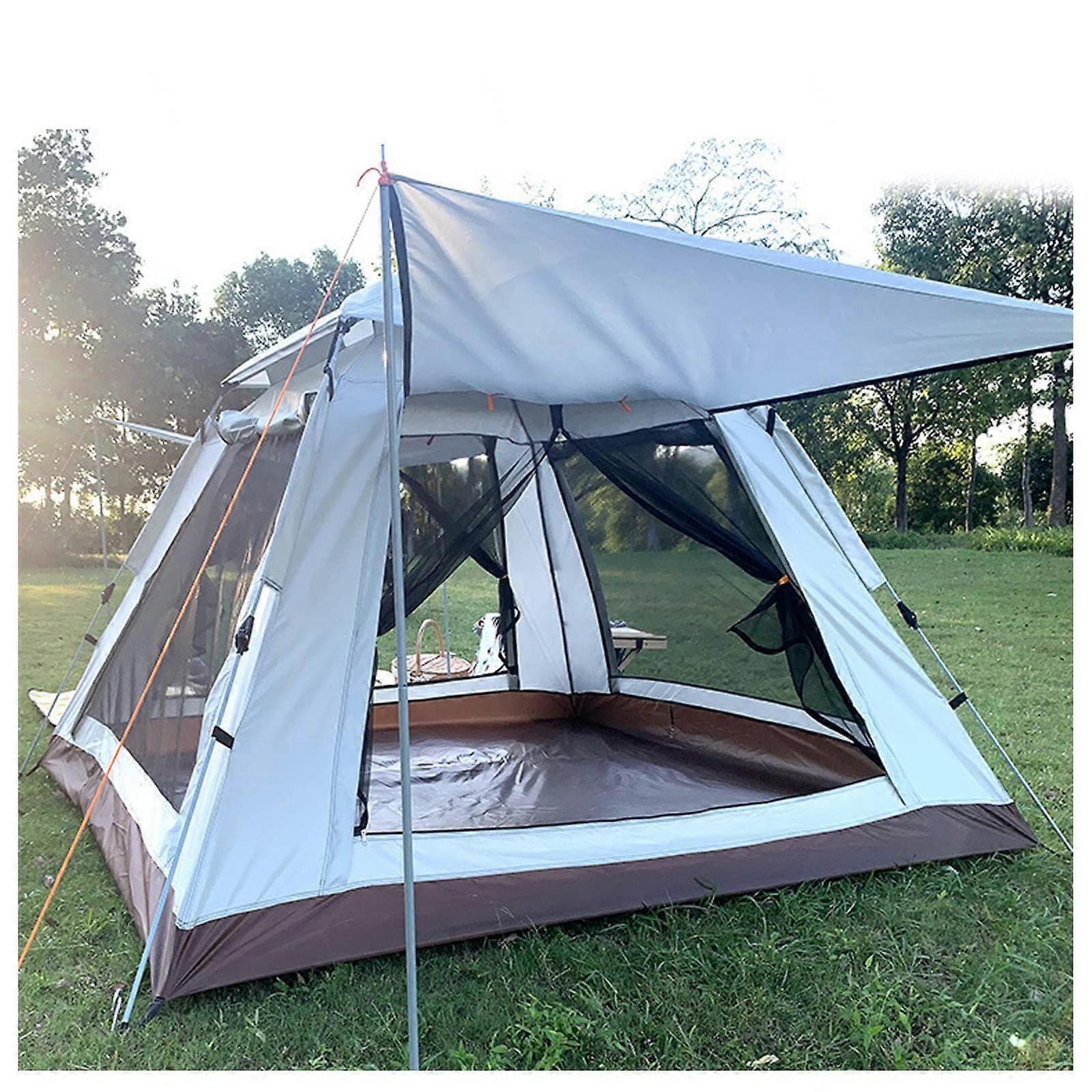 Camping Tent 4 Person with InsectProof Mesh, Double Doors, Windows and Living Area for Hiking
