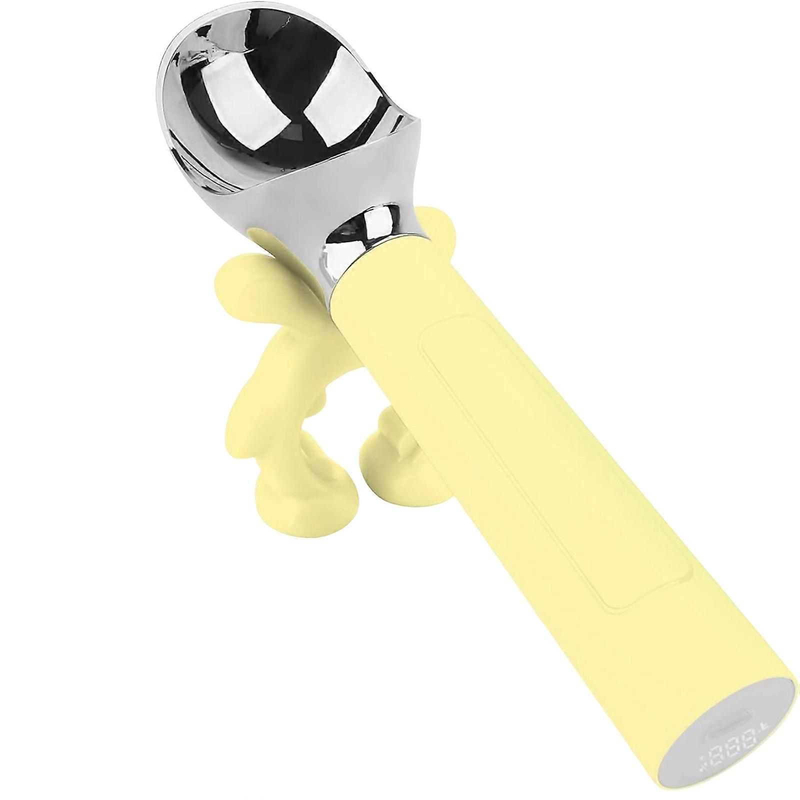 Ergonomic Ice Creams Scoops With Rapid Warming Technology Rechargeable Battery And Detachable Storage Stand  Yellow