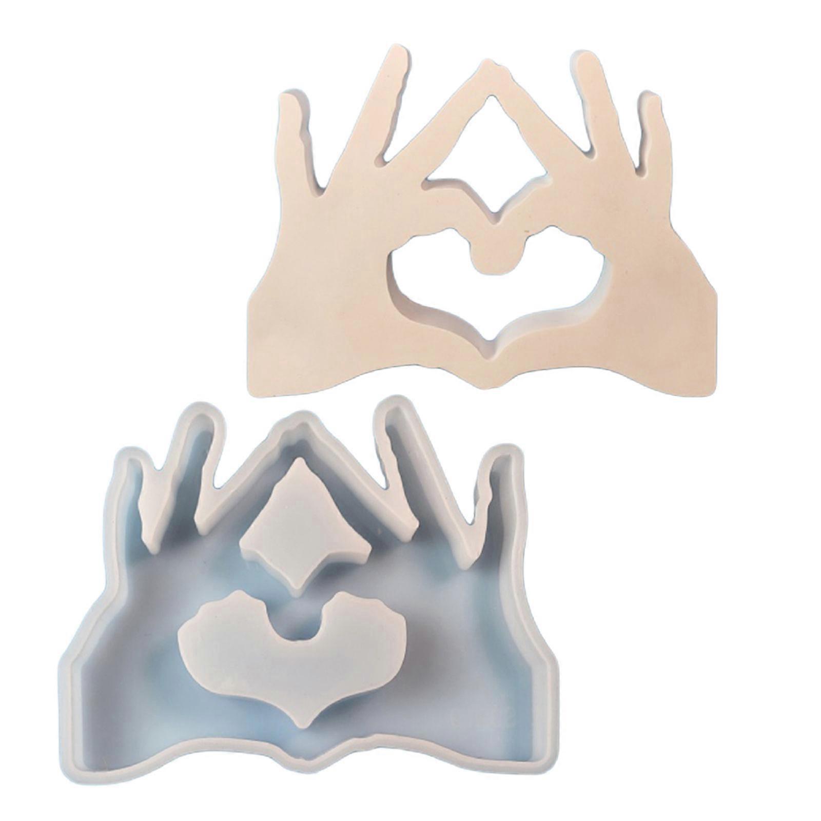 Hand Heart Gestured Silicones Molds for Tealight Holder, Hand Heart Gesture Tealight Holder Molds for Art Craft Project Multicolor