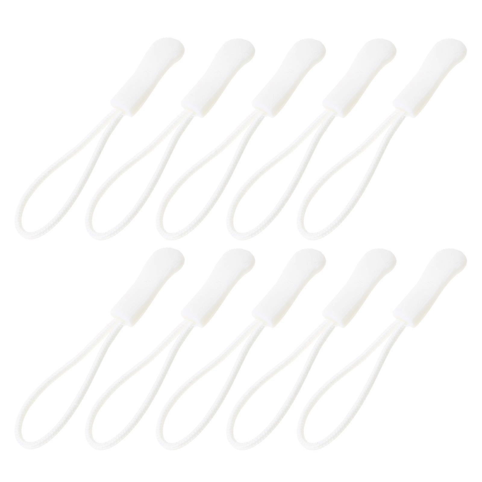 10pcs Zipper Pull Puller End Fit Rope Tag Replacement Clip Broken Buckle Fixer  White