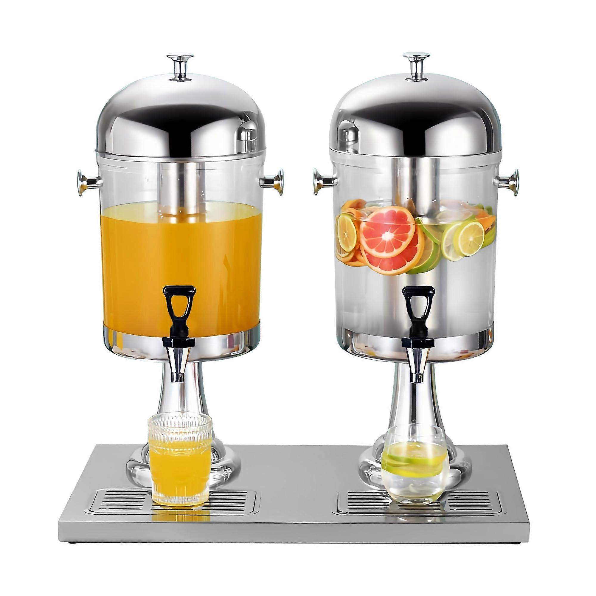 4 Gallon Beverage Dispenser with Ice Container and Steel Drip Tray for Party Buffet Cold Drinks