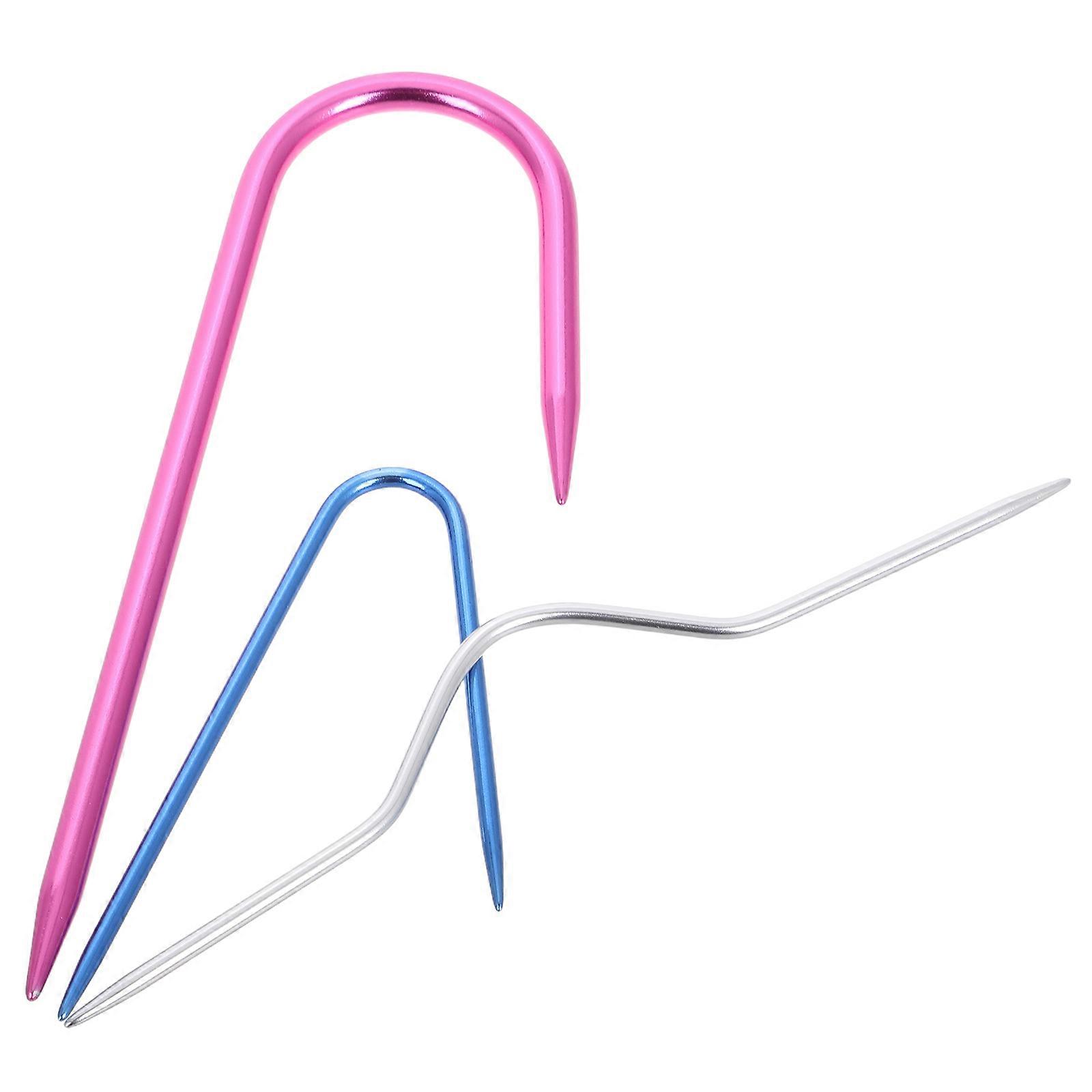 3 Pcs U Shaped Crochet Needle Set For Knitting Projects Assorted Color Durable Aluminum Tools