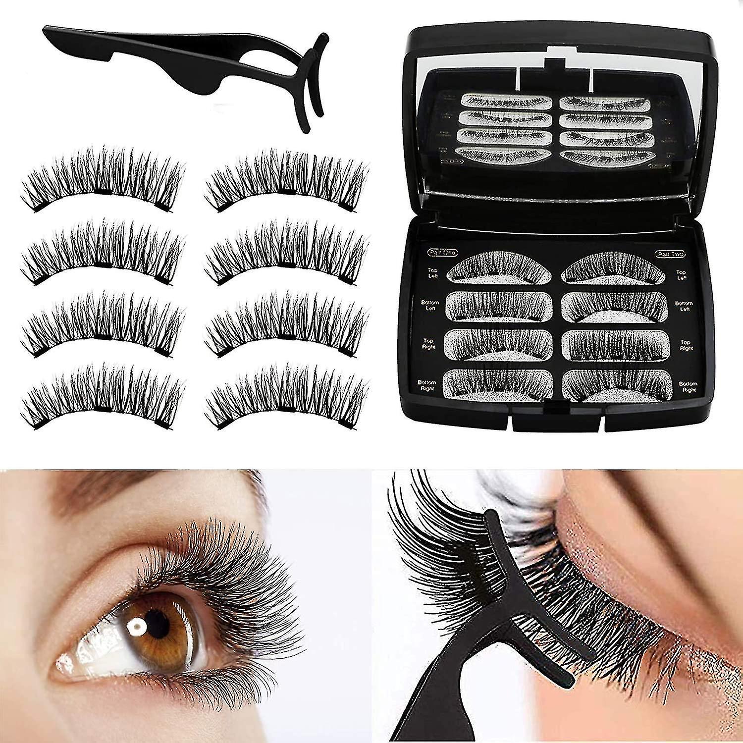 Magnetic Eyelashes, Reusable 3d Magnetic False Eyelashes Fake Eye Lashes, No Glue 3 Magnets Natural Look Eyelashes Extensions With Tweezers For Women
