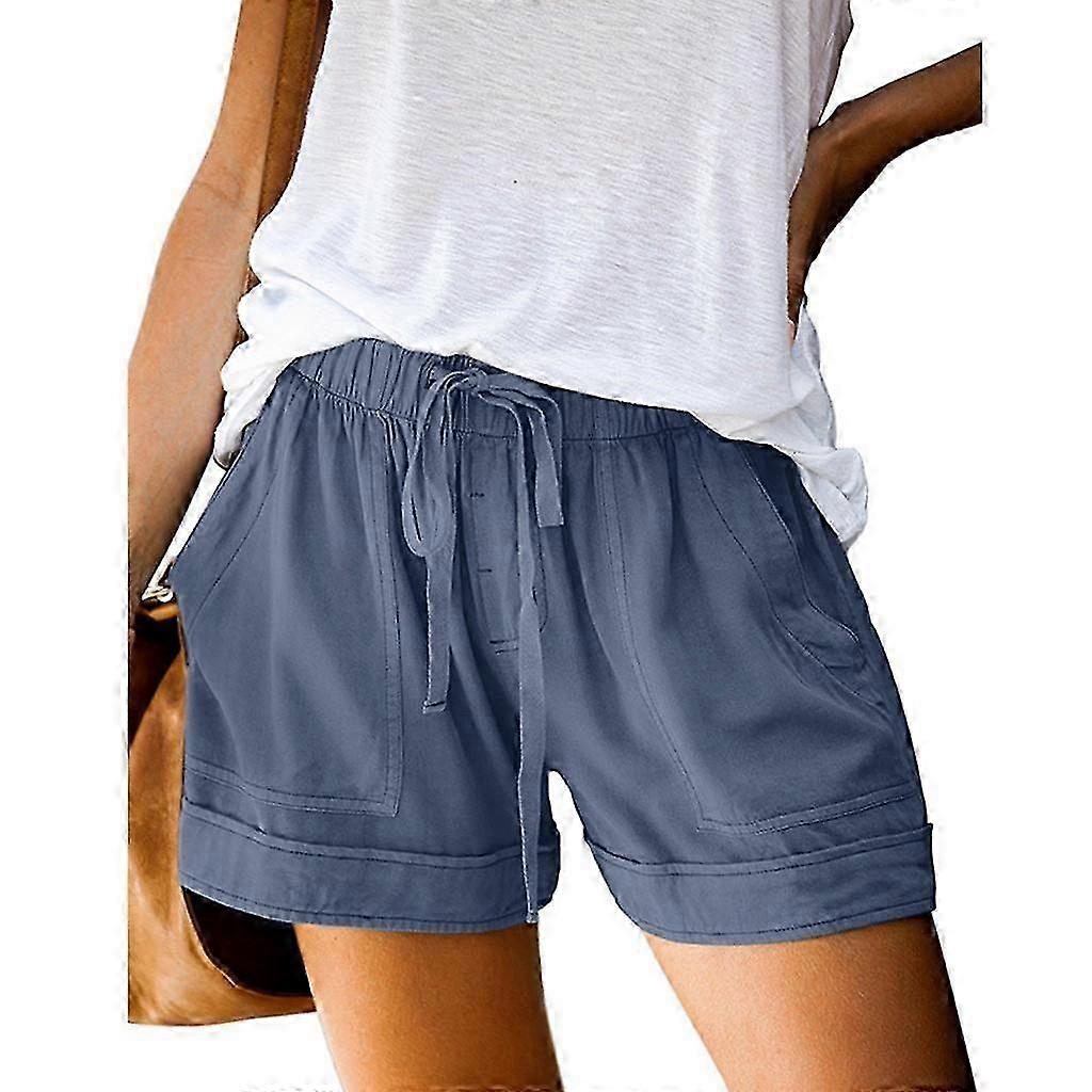 Casual Loose Women's Shorts, Elastic Drawstring Pants with Convenient Pockets