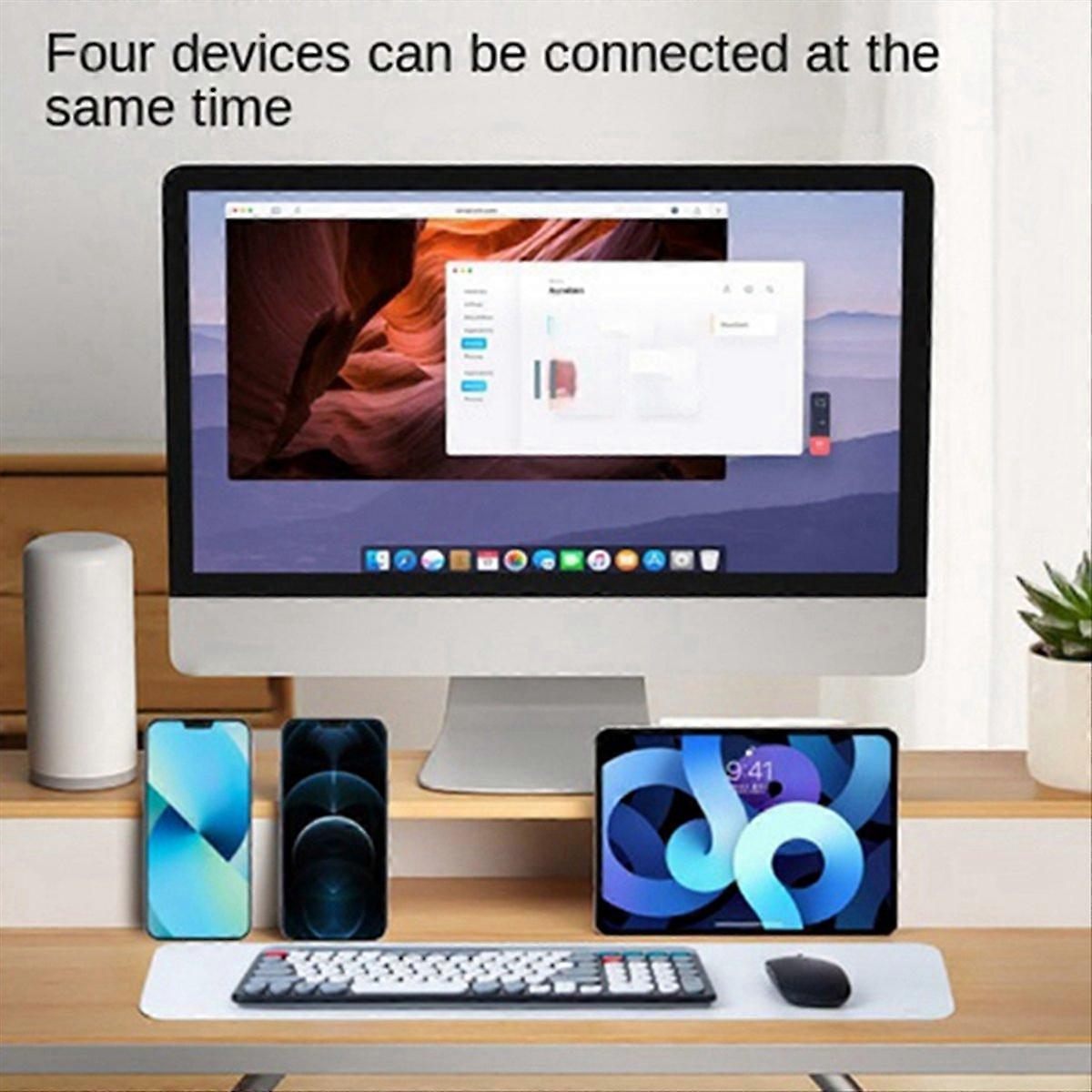 Wireless Bluetooth Round Keycap Keyboard and Mouse White