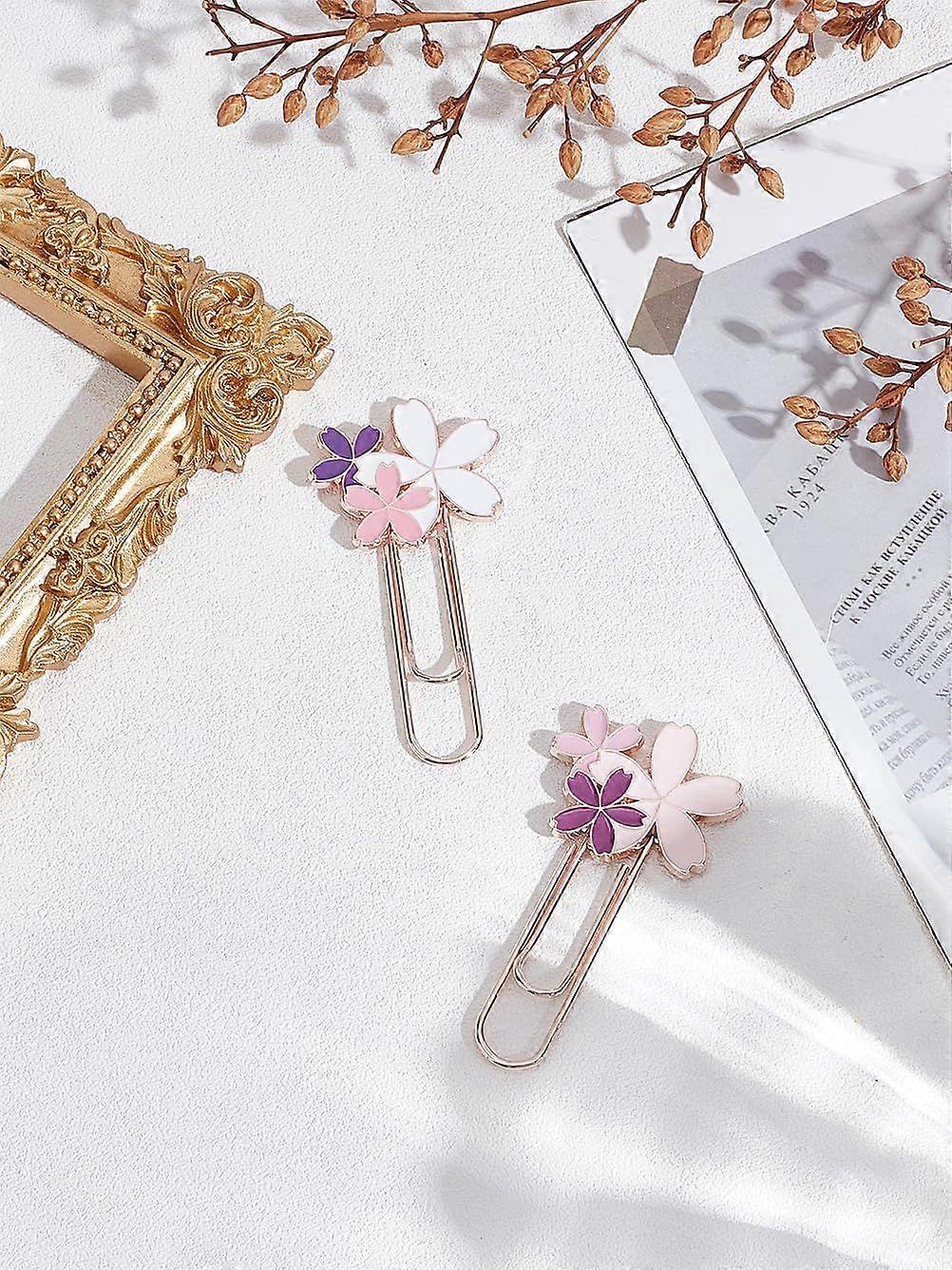 2Pcs Cherry Paper Clips Tone Zinc Alloy Enamel Bookmarks Funny Not Tear Scratch Pages Page Markers for Office School Document File Organization 58x29.