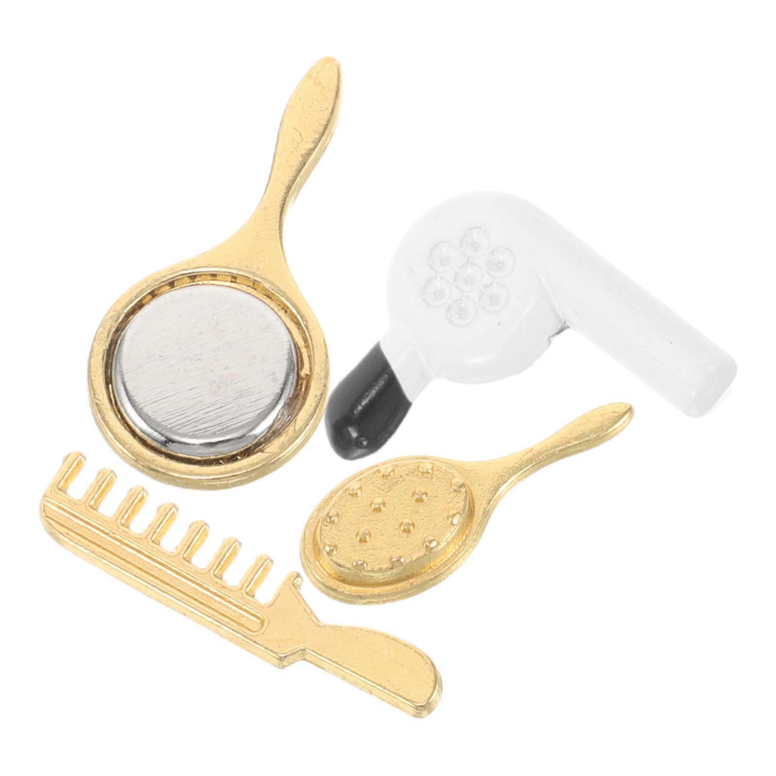 Alloy Dollhouse Hairdressing Tools Set for Realistic Styling 4Pcs Kit