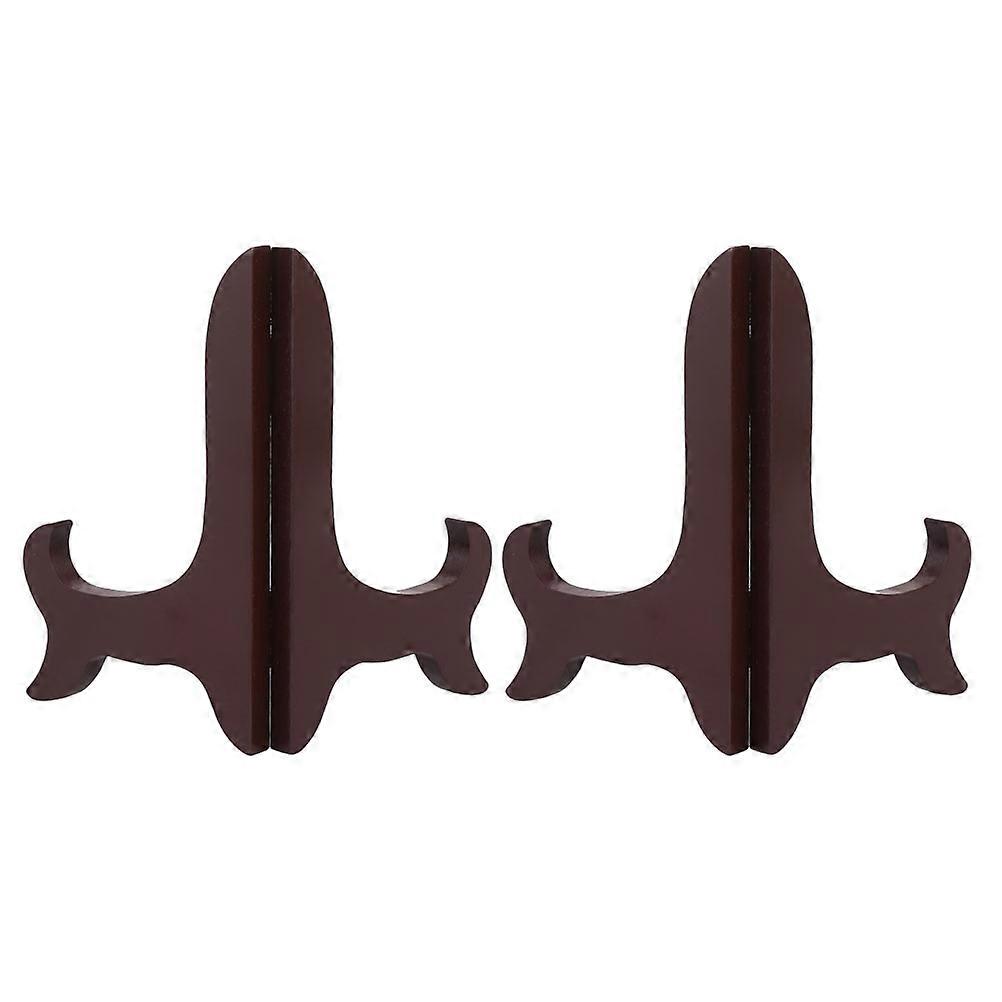 2pcs Foldable Wooden Display Rack Rustic Wood Stand for Desktop Photo Frame Plate Holder