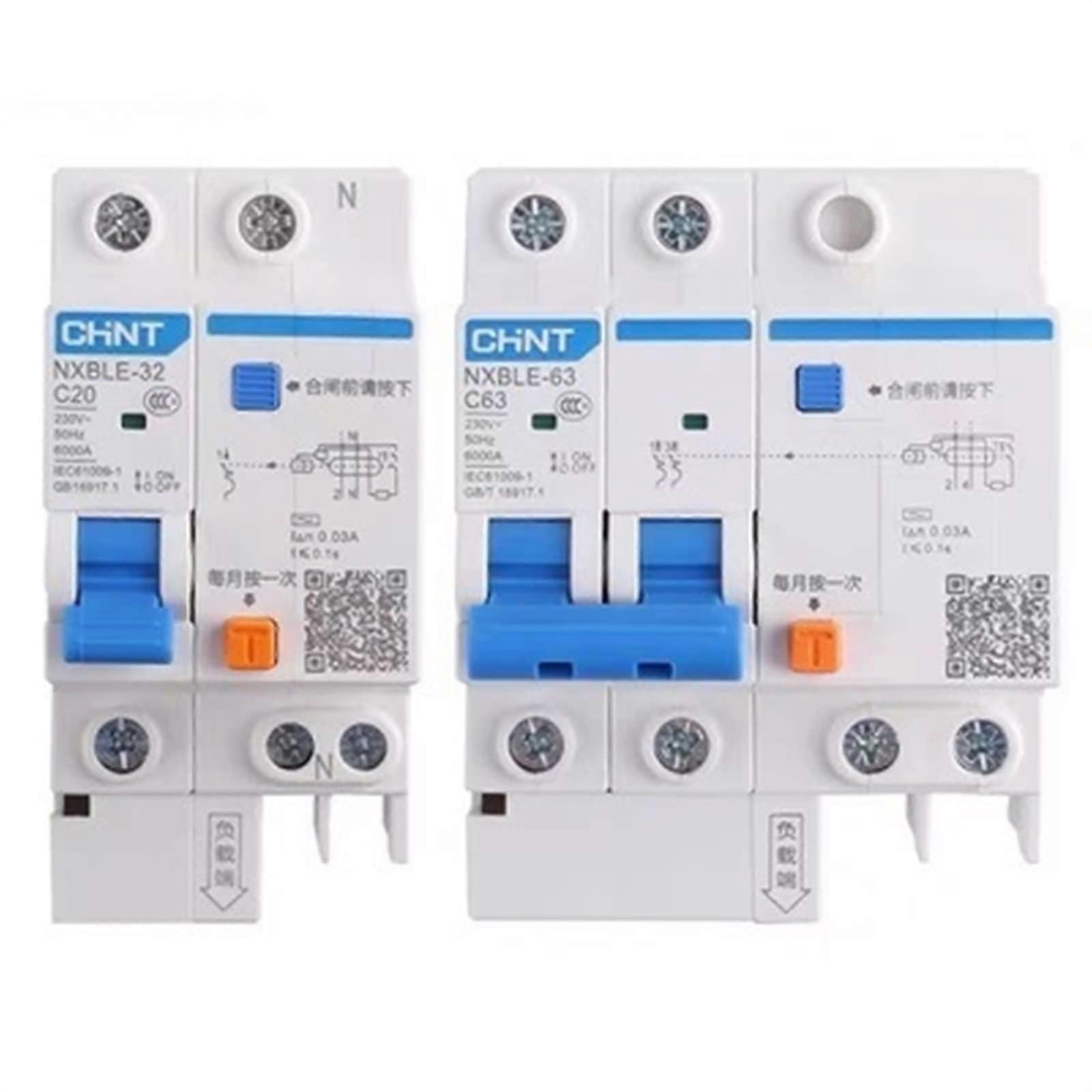 Leakage Protection Household Air Switches Circuit Breaker NXBLE-63 32A 1P+N 2P 3P 4P Types with N Compatibility