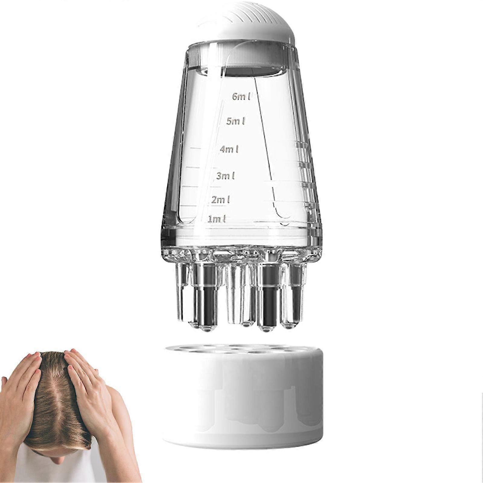 Hair Oil Applicator Comb with Rolling Massage Brush and Transparent Window for Precision Scalp Treatment