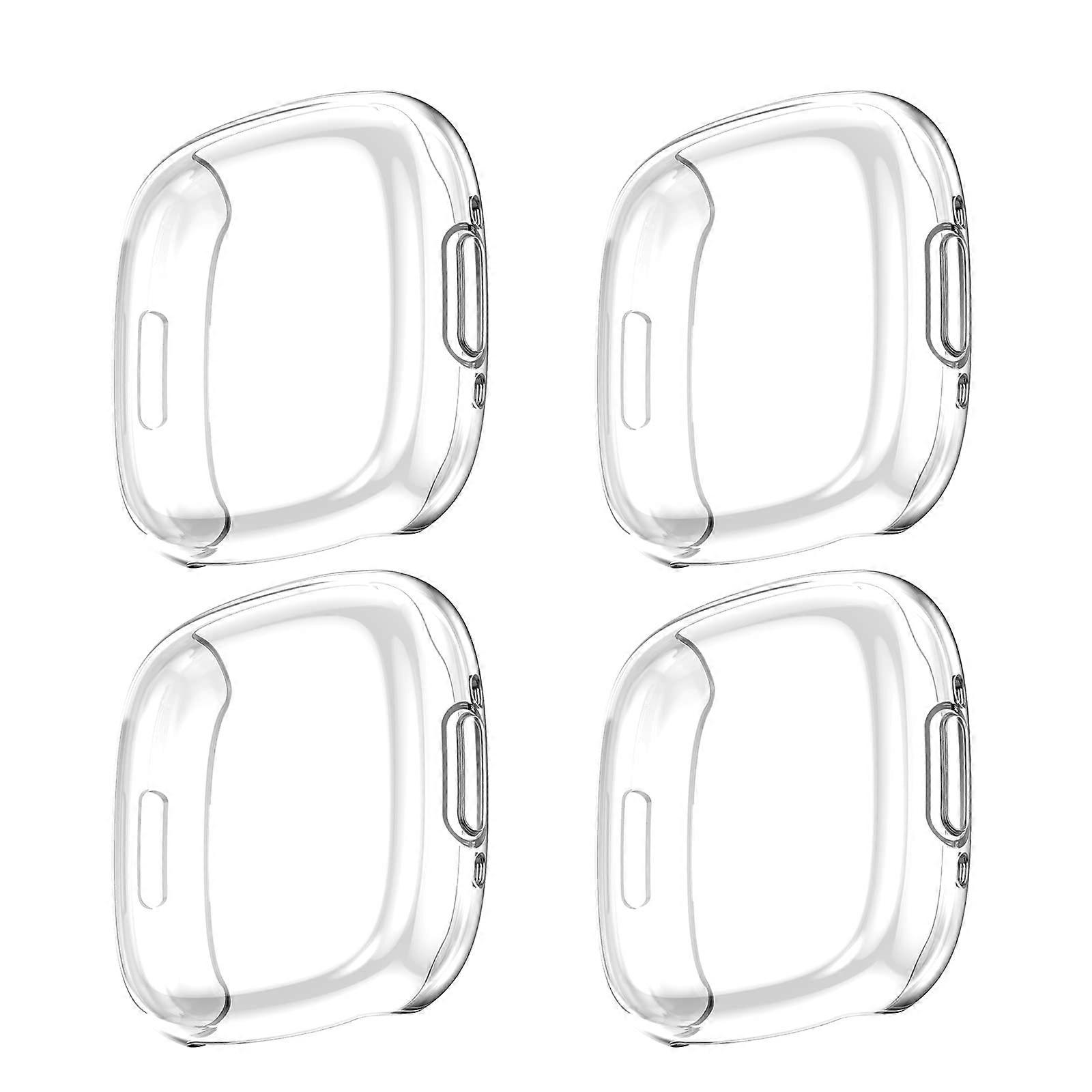 Clear TPU Case with Builtin Screen Protector, 4Pack Full Coverage for Fitbit Versa 4 and Sense 2