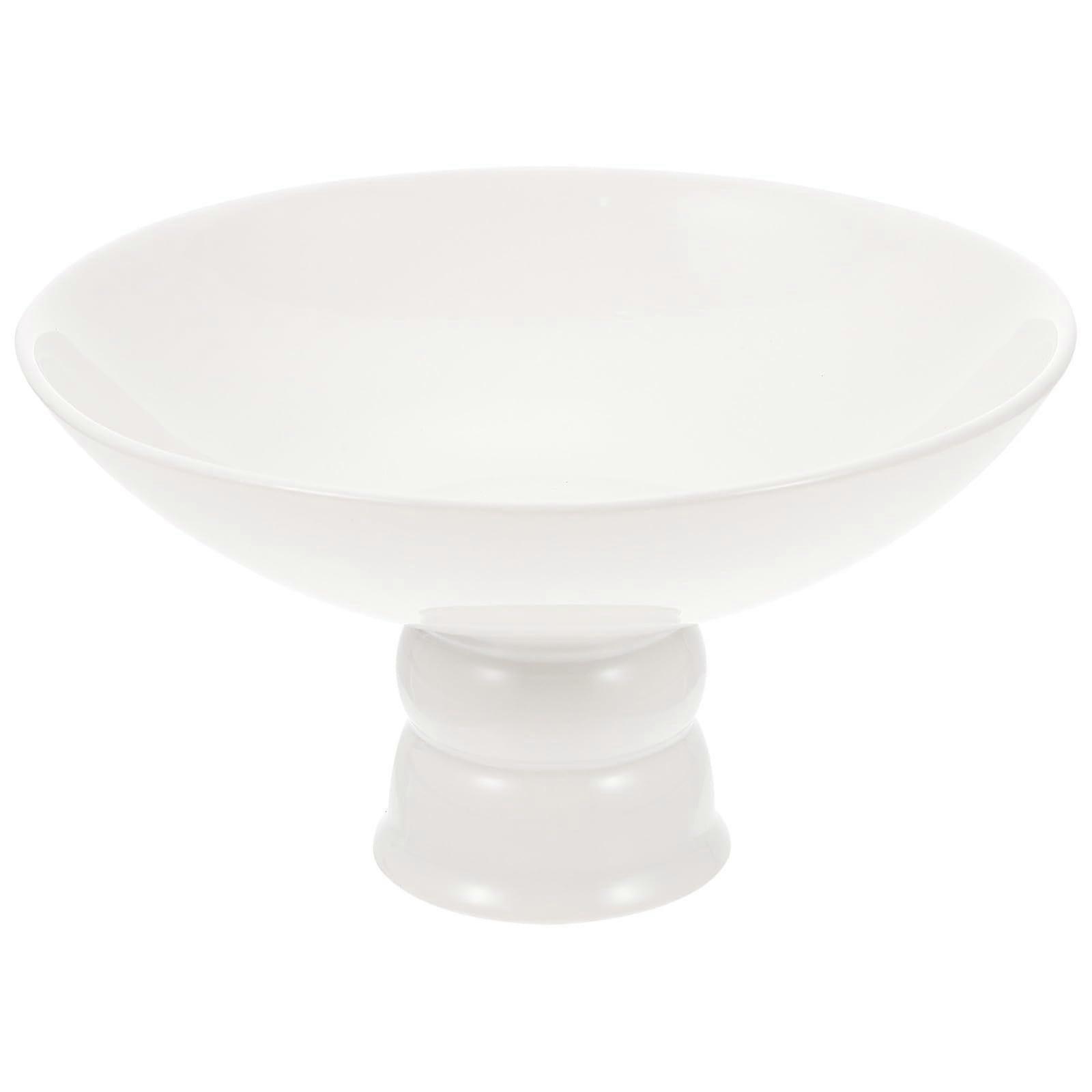 Elegant Chinese Ceramic Fruit Plate with Stand, Dual Purpose Serving Dish for Snacks and Pudding