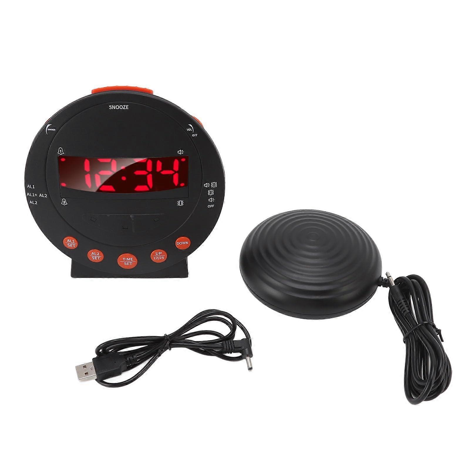 Vibrating Alarm Clock for Heavy Sleepers with 110dB Loud Sound, Bed Shaker and Red Flashing Light
