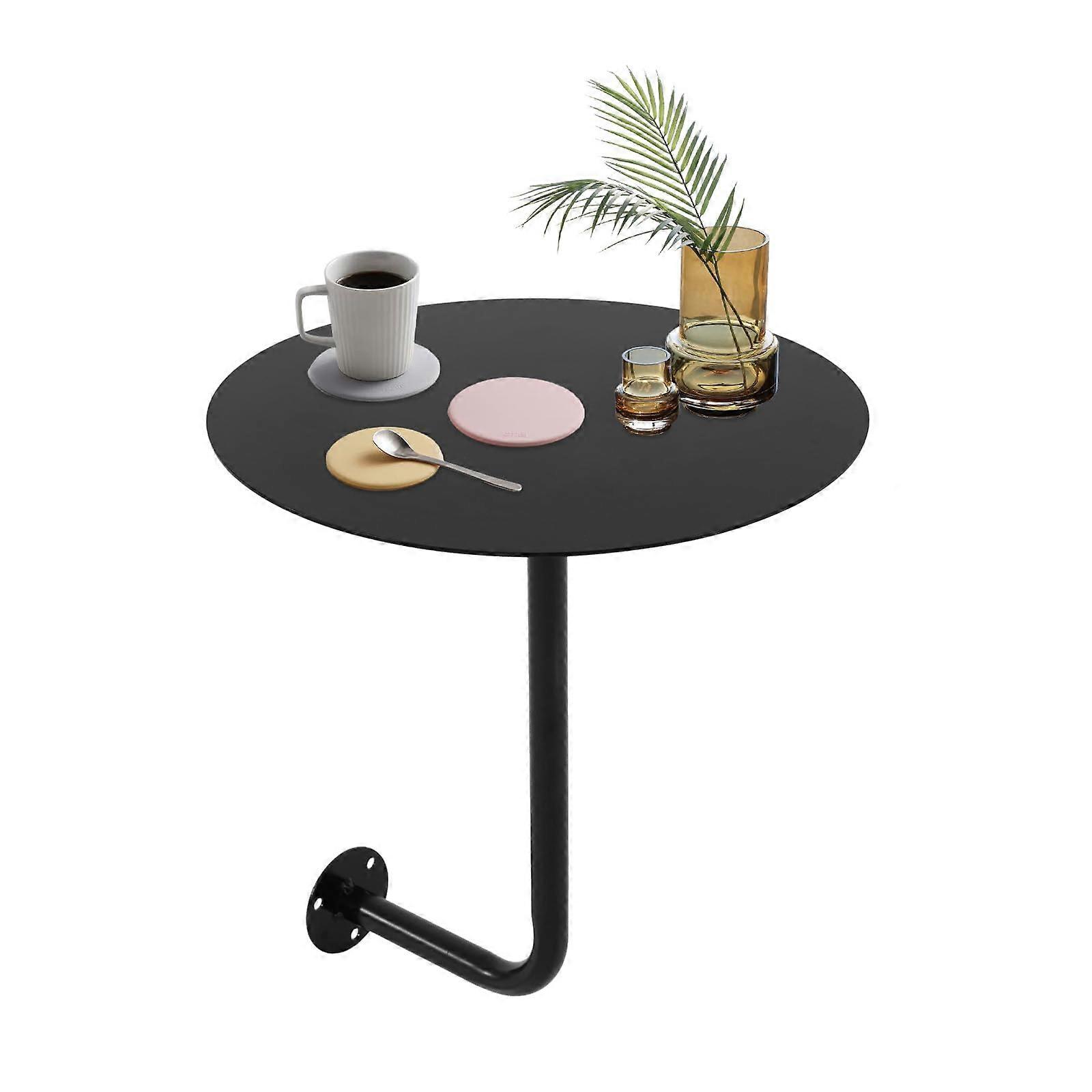 15.75 Inch Wall Mounted Bar Table, Round Iron Small Wall Desk for Coffee Bar, SpaceSaving Design