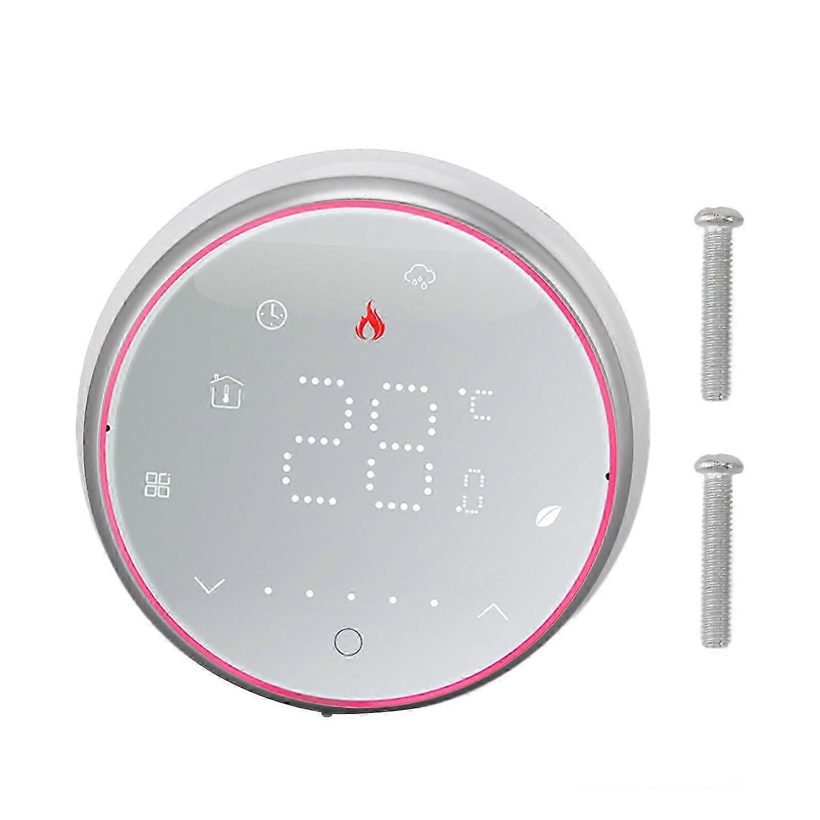 Programmable Thermostat Electric Heating Round Base 13mm Recessed Panel LED Display Wireless Intelligent Thermostat AC95~240V White