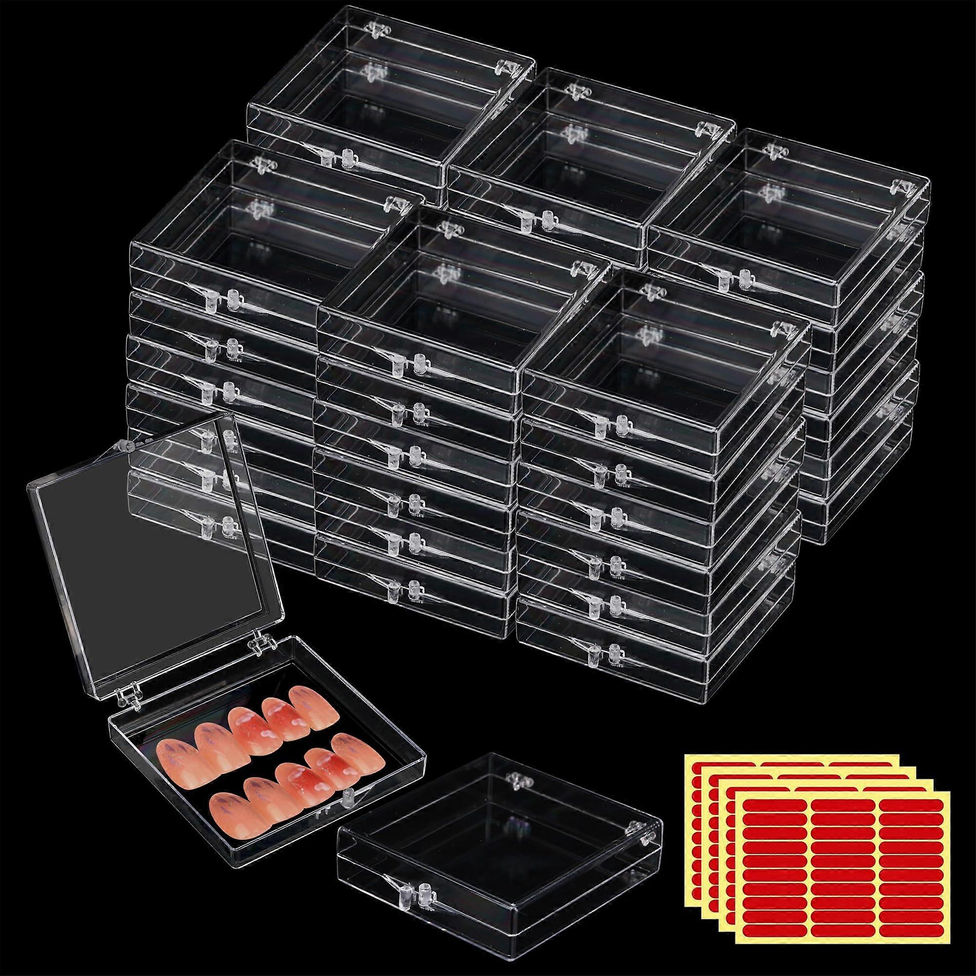36 Pcs Clear Press On Nail Storage Box with Adhesive Strips, Large Capacity Transparent Display Case