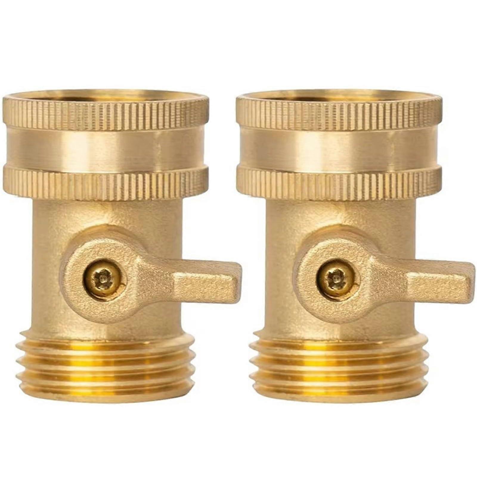 Brass Hose Shut Off Valve 3/4 Inch Solid Heavy Duty Leak Proof with 4 Extra Washers 2 Pack