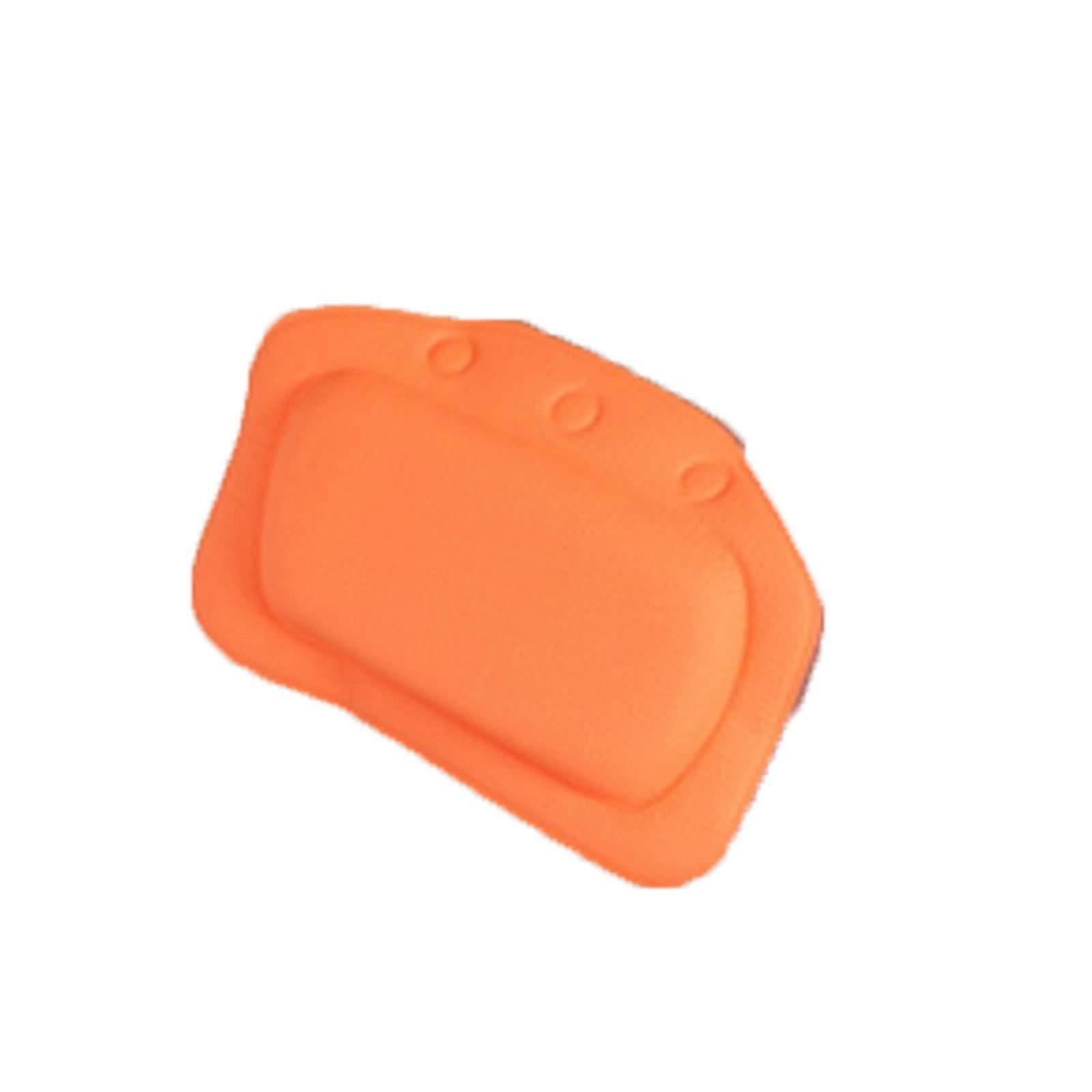 Bath Pillow with Suction Cups, Ergonomic Head and Neck Support, Soft Waterproof Cushion, Orange