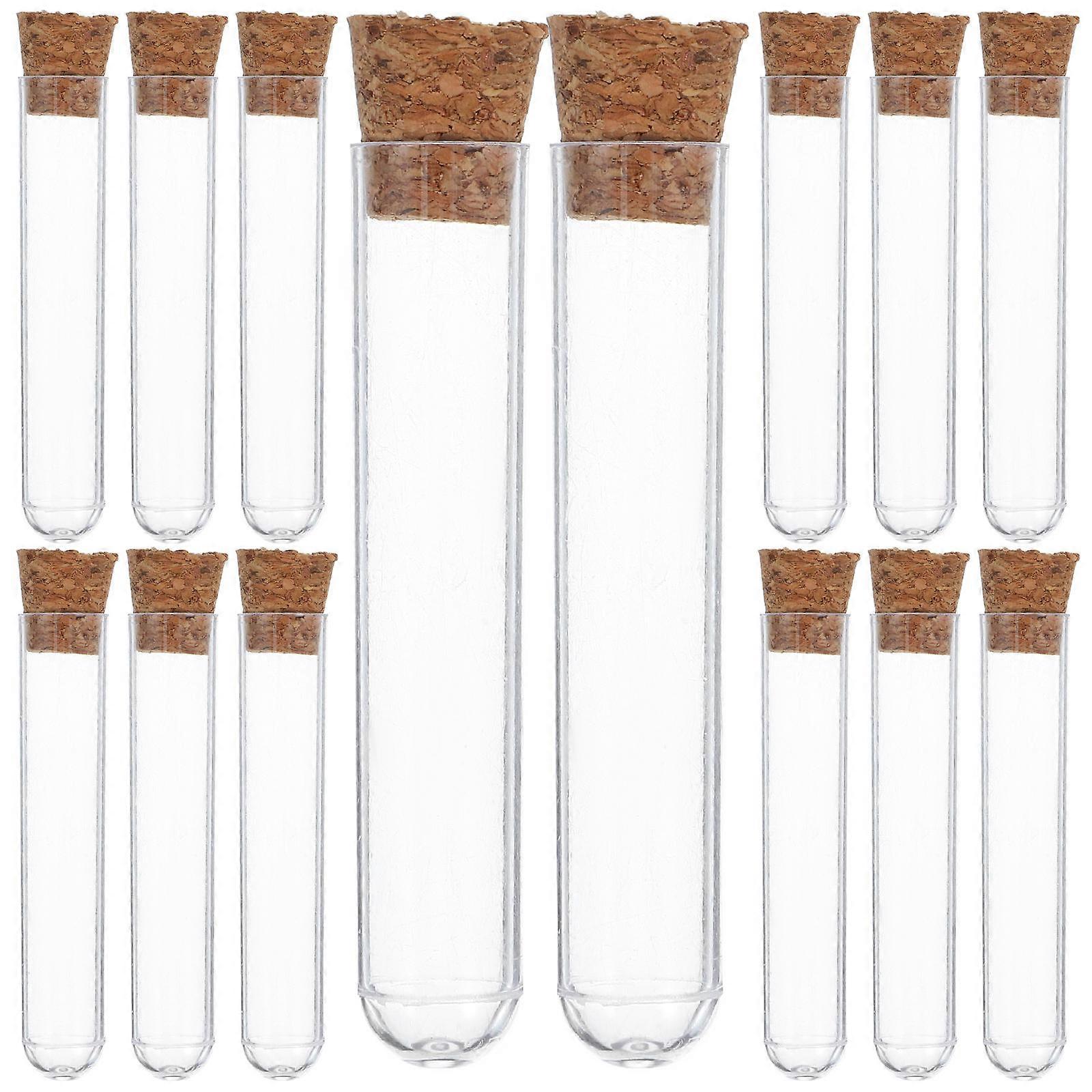 Plastic Test Tubes Transparent for Scientific Experiments 20Pcs with Leakproof Cork