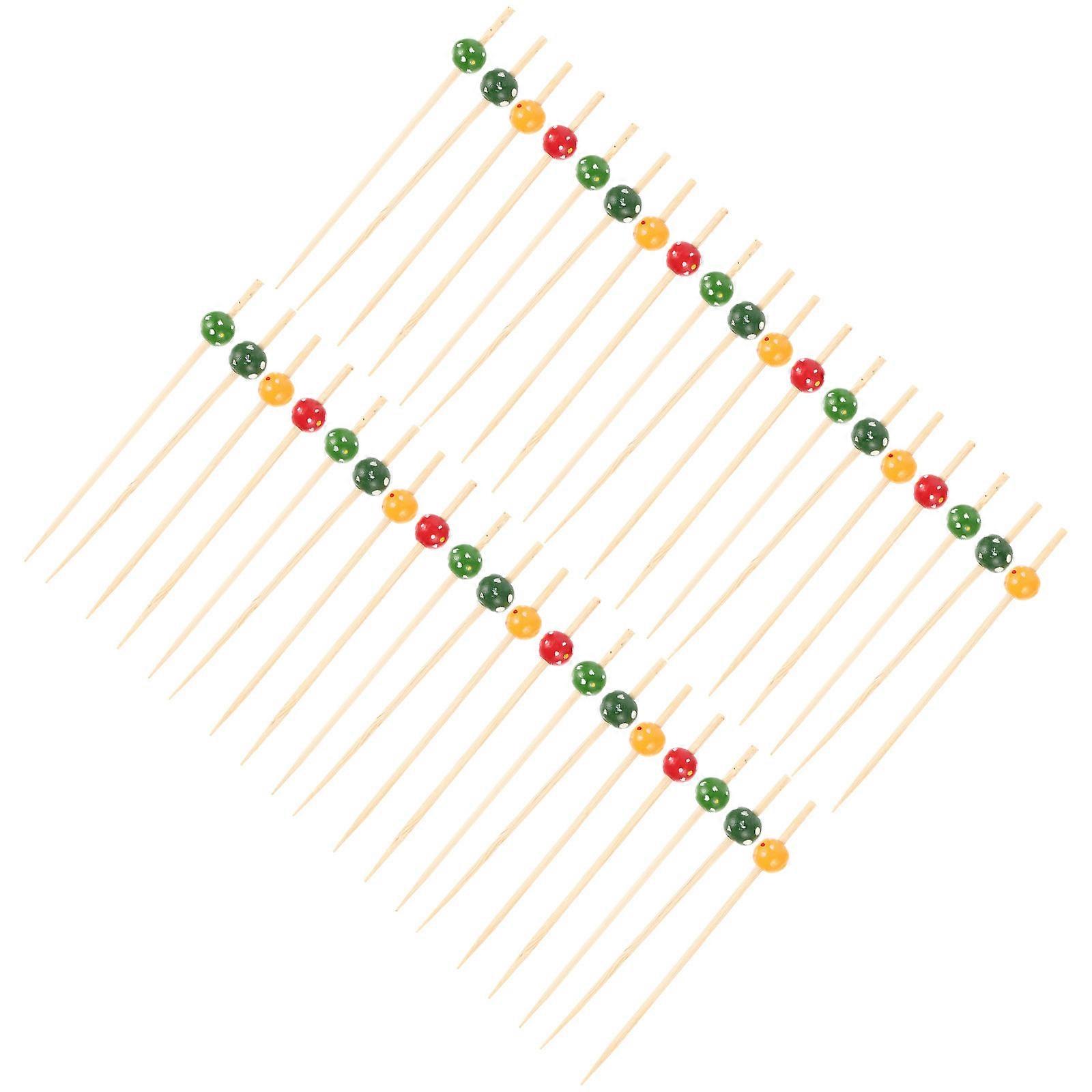 Assorted Picks Bamboo Food Sticks for Cocktail Use 100Pcs