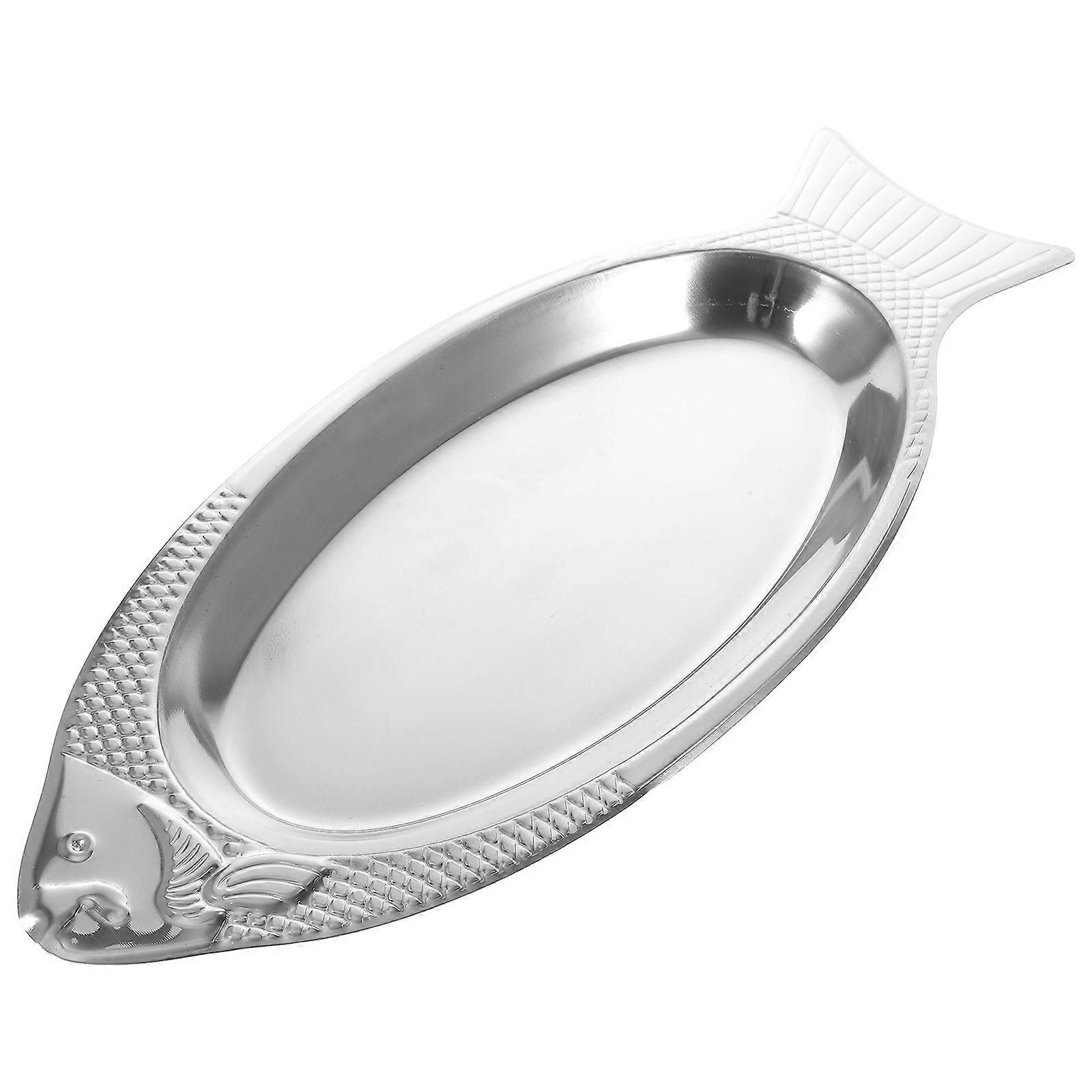Fish Serving Dish Stainless Steel Plate for Kitchen Use 1Pcs