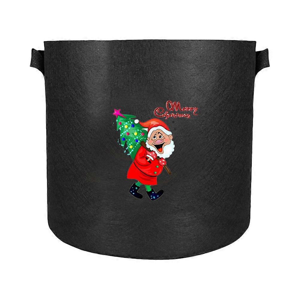 2Pcs Black Planting Container for Growing Plants with Christmas Patterned Bag
